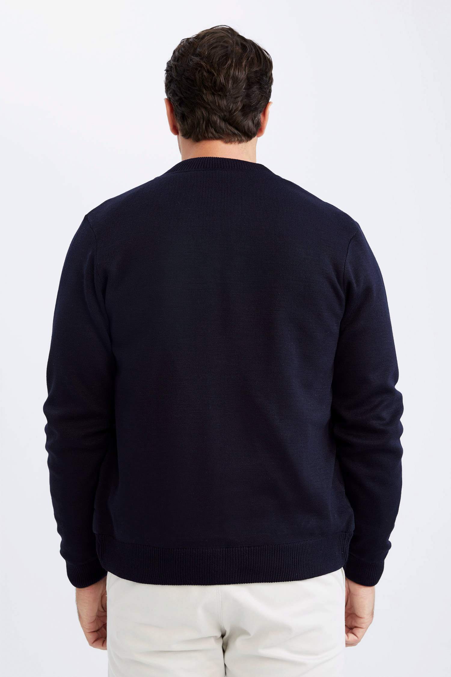 Slim Fit Dar Kesim Kolej Yaka Bomber Triko Hırka