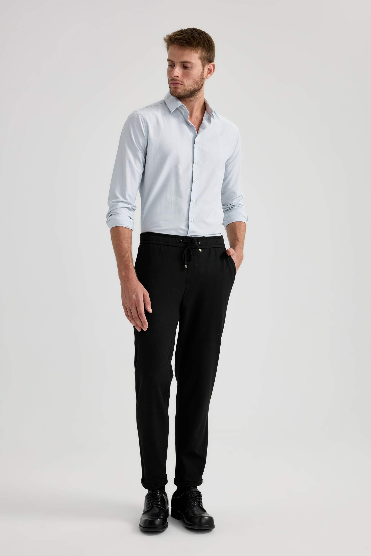 Slim Fit Poplin Long Sleeve Cotton Shirt