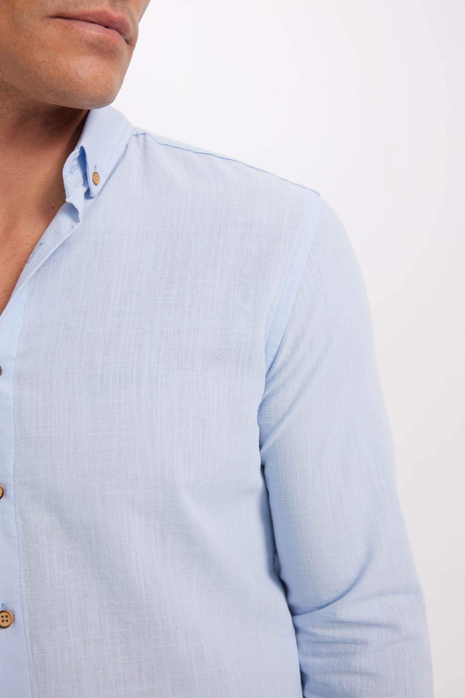 Modern Fit Polo Yaka Poplin Uzun Kollu Gömlek