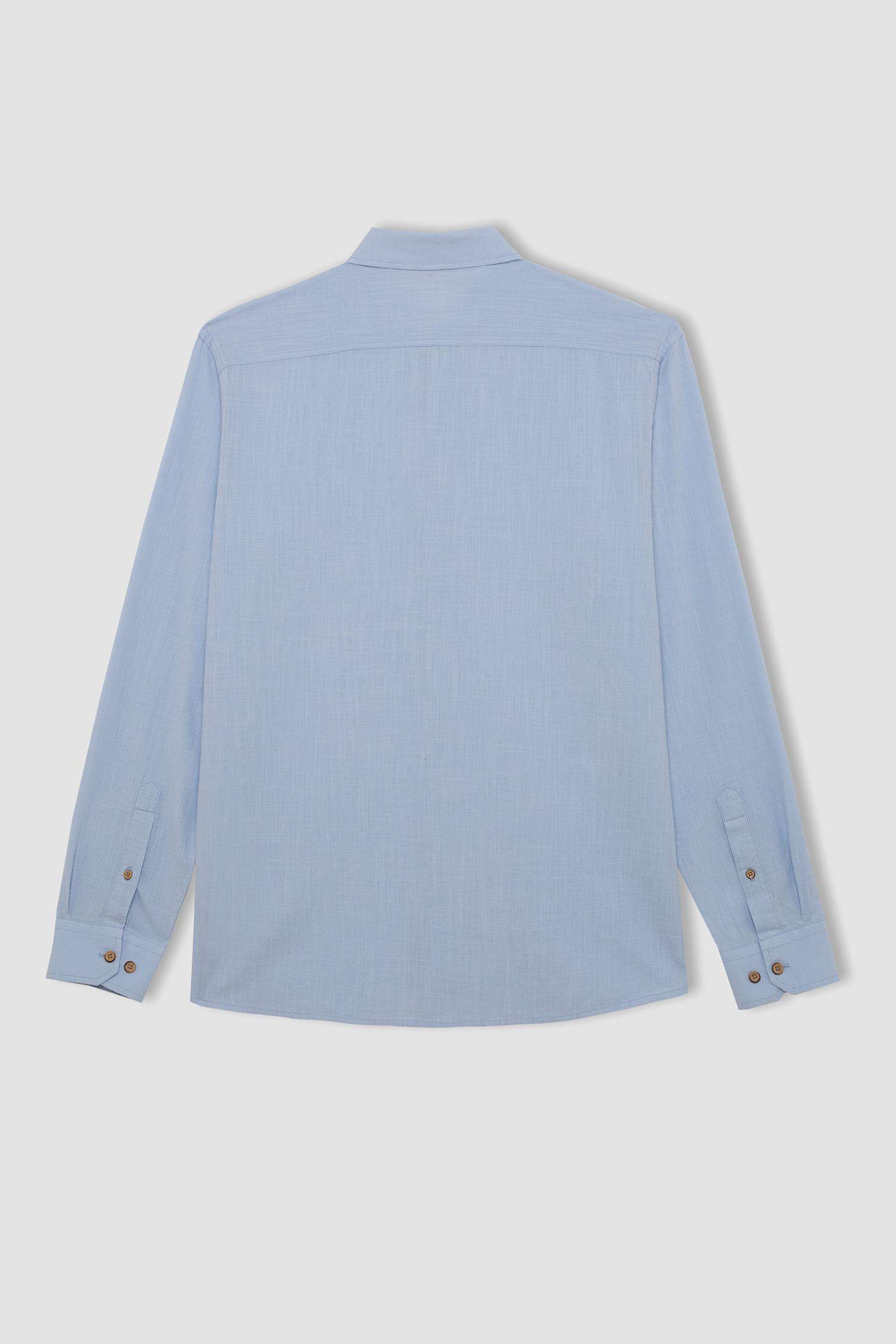 Modern Fit Polo Yaka Poplin Uzun Kollu Gömlek