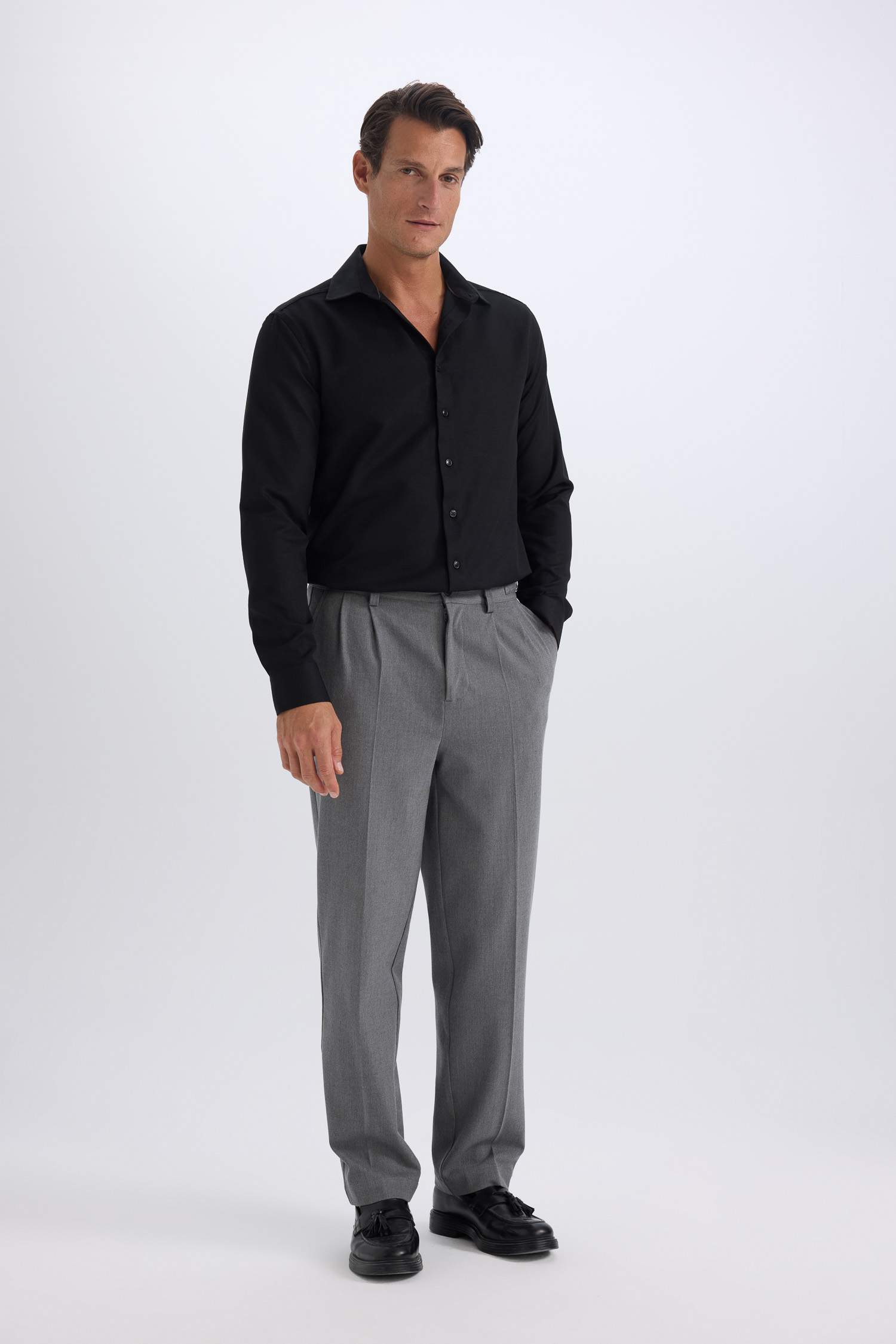 Back to School Slim Fit Polo Neck Oxford Shirt