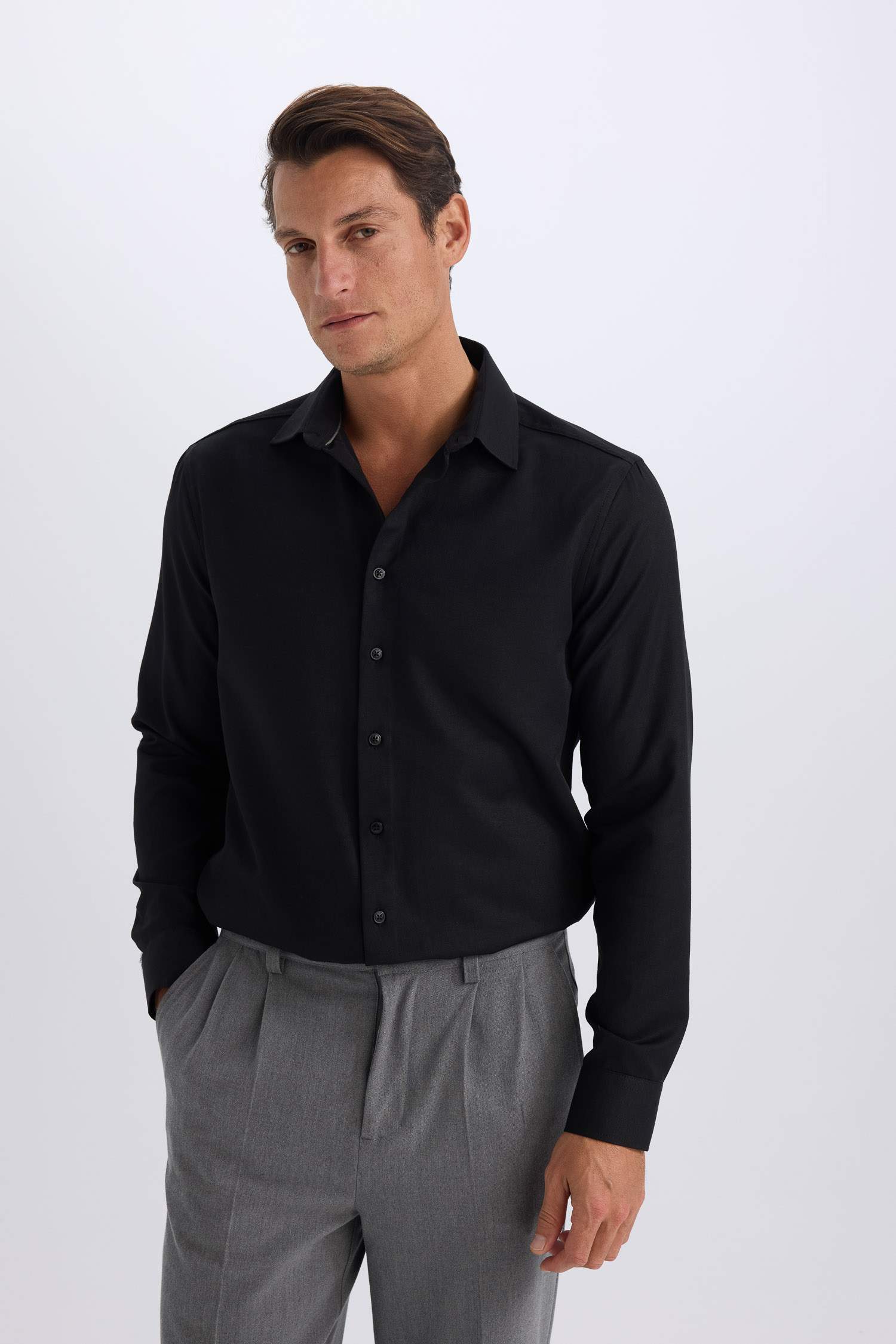 Back to School Slim Fit Polo Neck Oxford Shirt