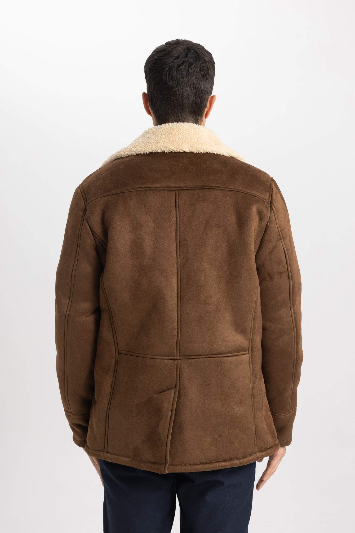 Slim Fit Jacket Collar Plush Lining Suede Jacket