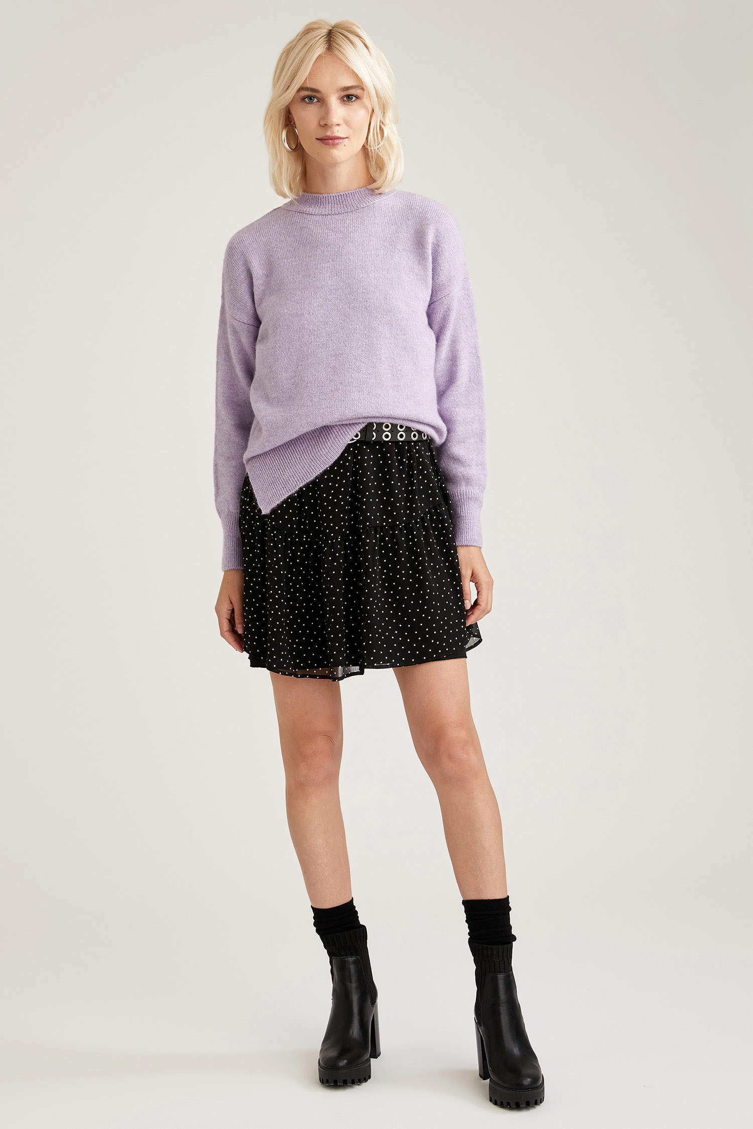 Purple WOMAN Oversize Long Sleeve Knitted Jumper 1520904 | DeFacto