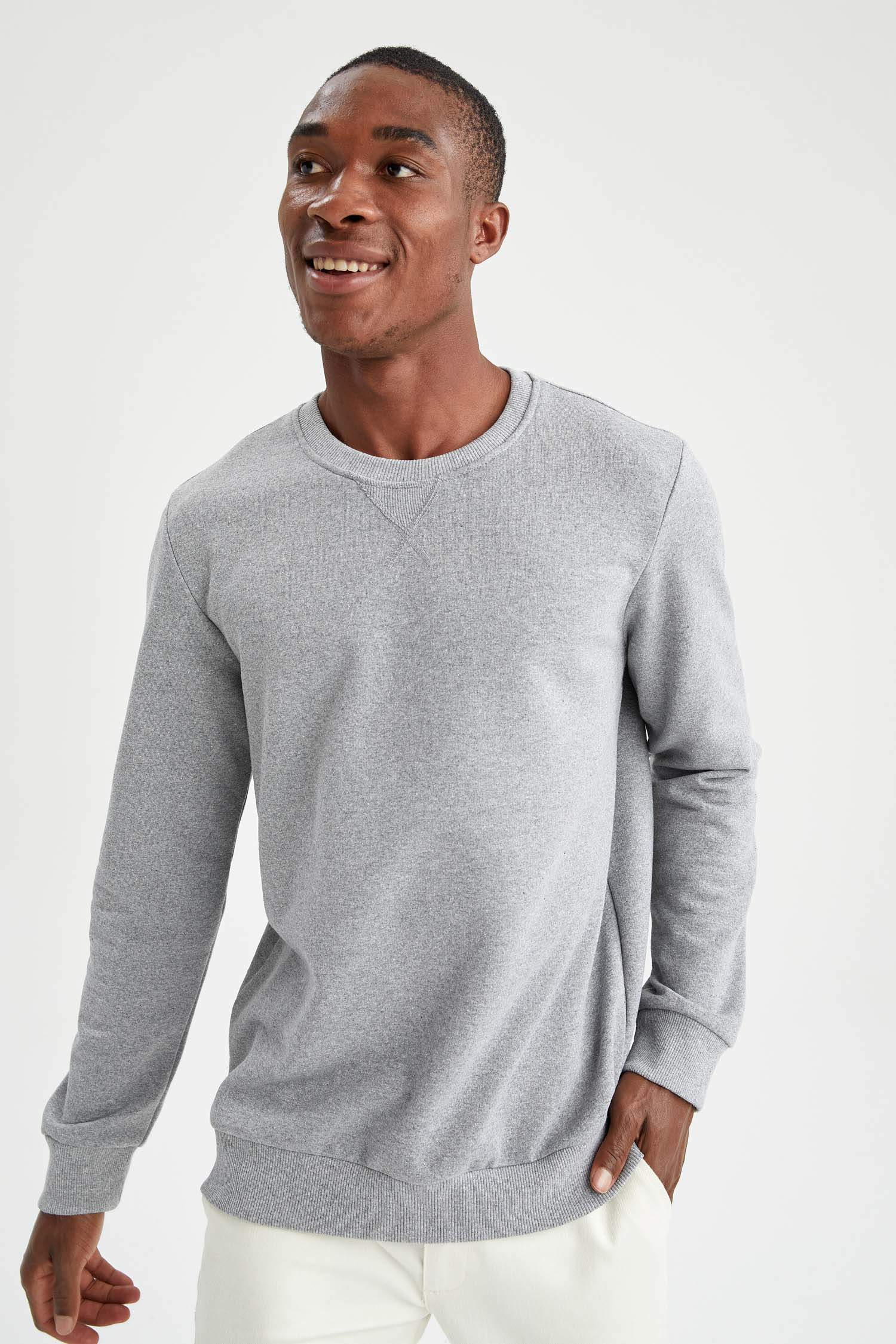 Grey MAN Regular Fit Long Sleeve Sweatshirt 2080405 | DeFacto