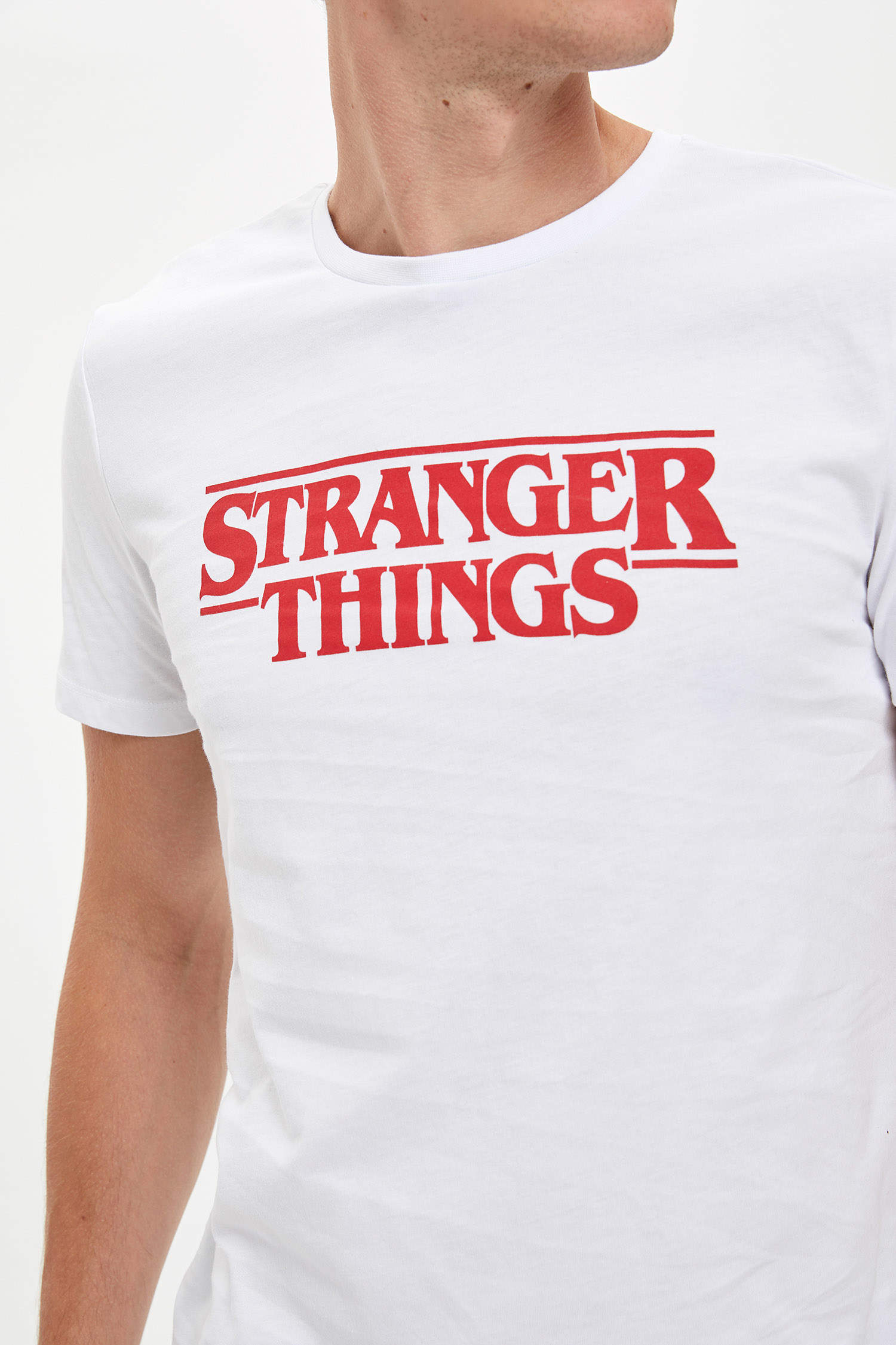 Defacto Stranger Things Lisanslı Slim Fit Baskılı Tişört. 3