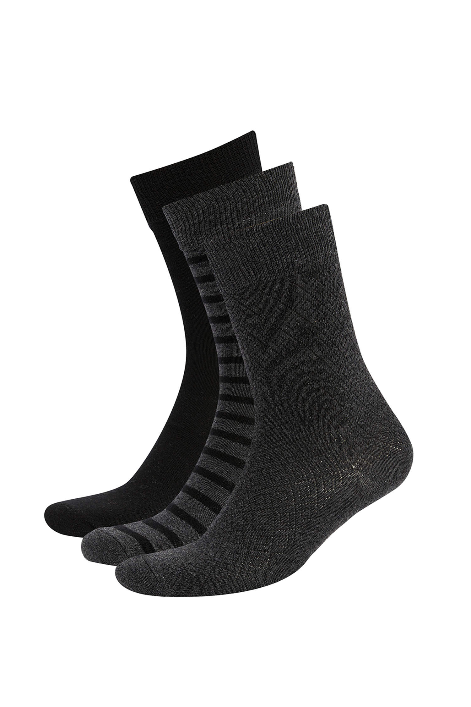 Defacto Erkek Pamuklu Desenli 3'lü Soket Çorap. 3
