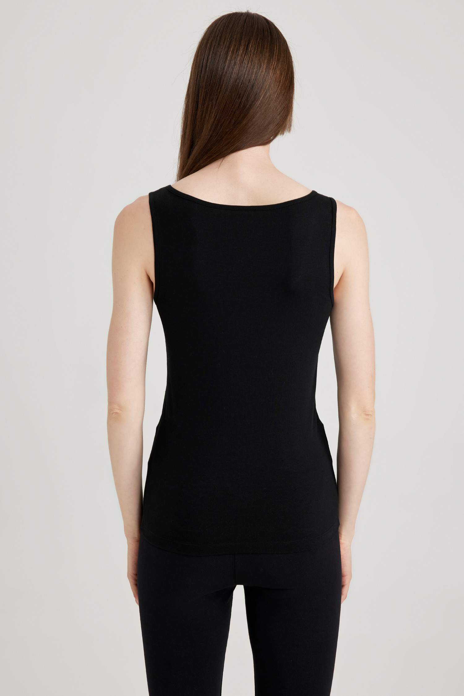 Fall in Love Regular Fit Pamuklu Basic Düz Siyah İç Atlet