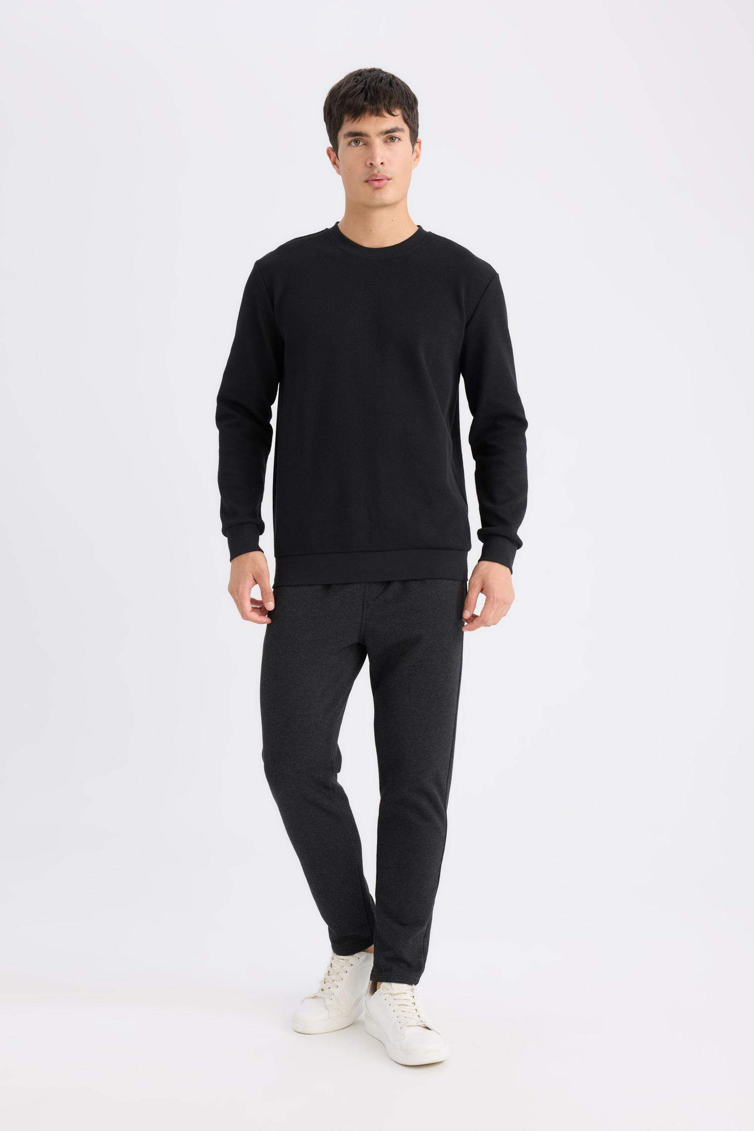 Slim Fit Regular Hem Pique Trousers