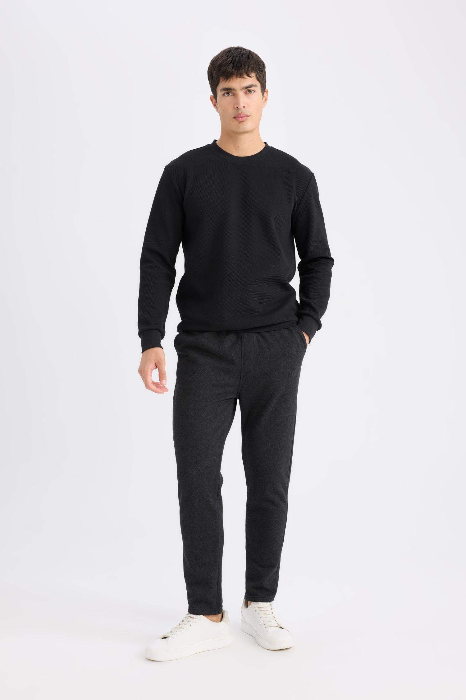 Slim Fit Regular Hem Pique Trousers