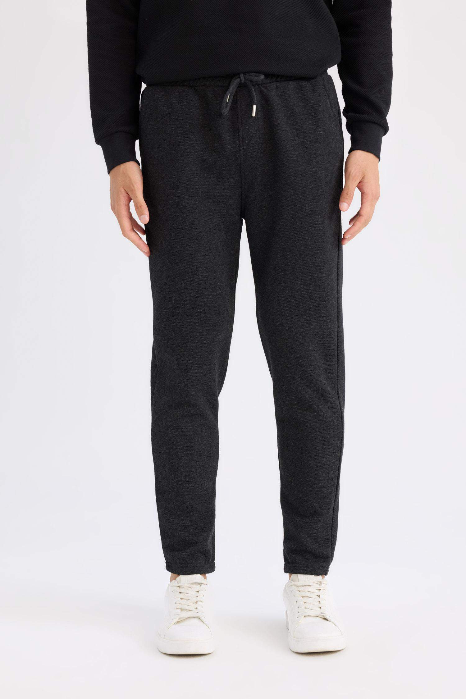 Slim Fit Regular Hem Pique Trousers