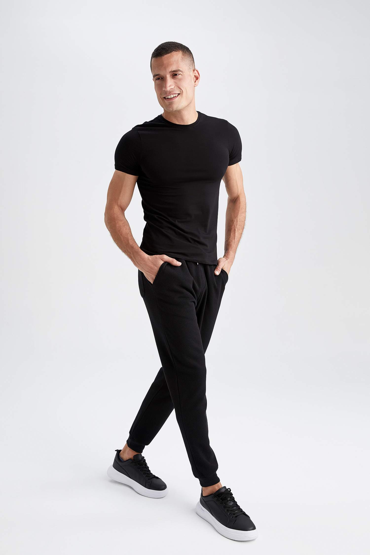 boys slim fit black joggers