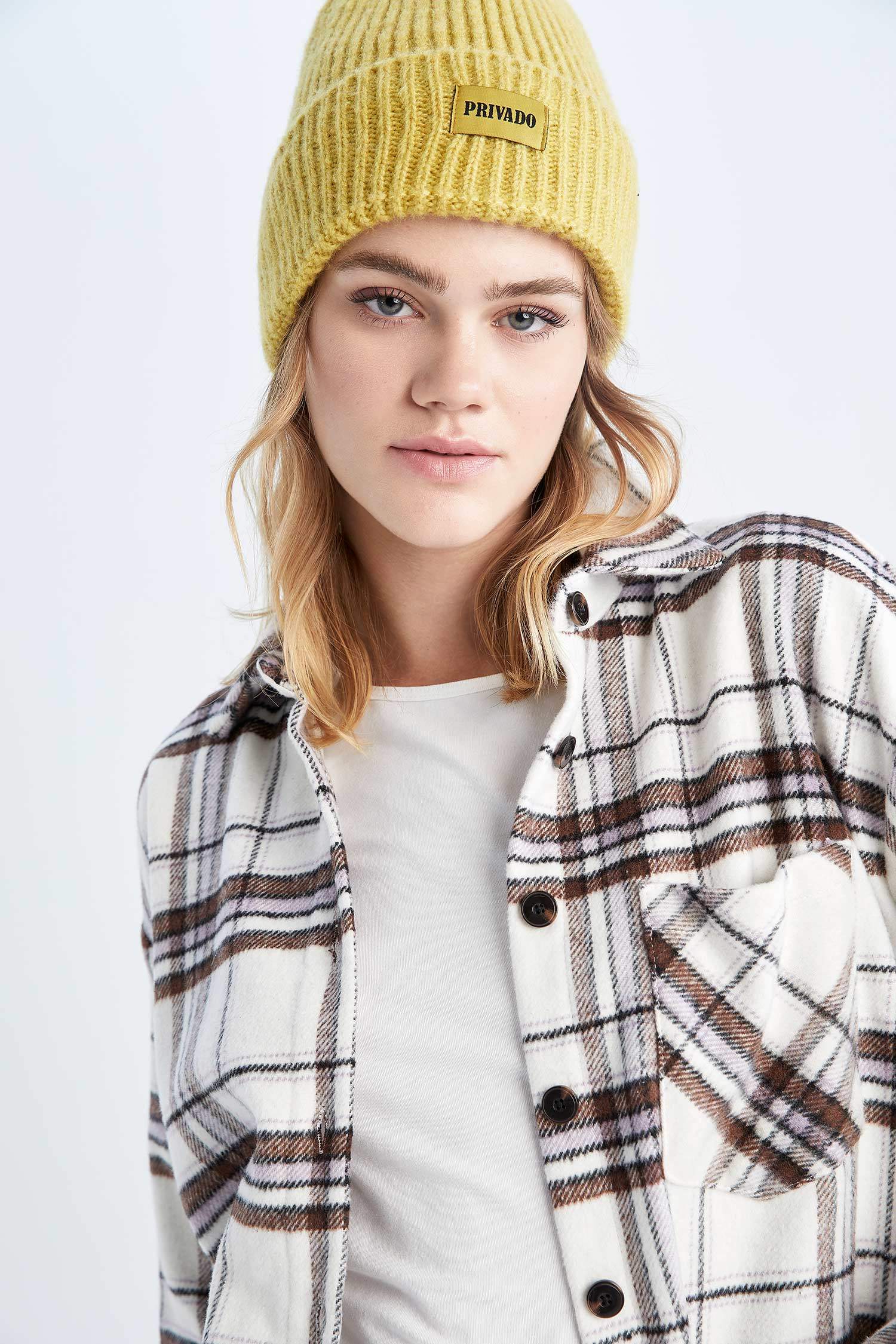 Oversize Fit Shirt Collar Flanel Plaid Long Sleeve Shirt