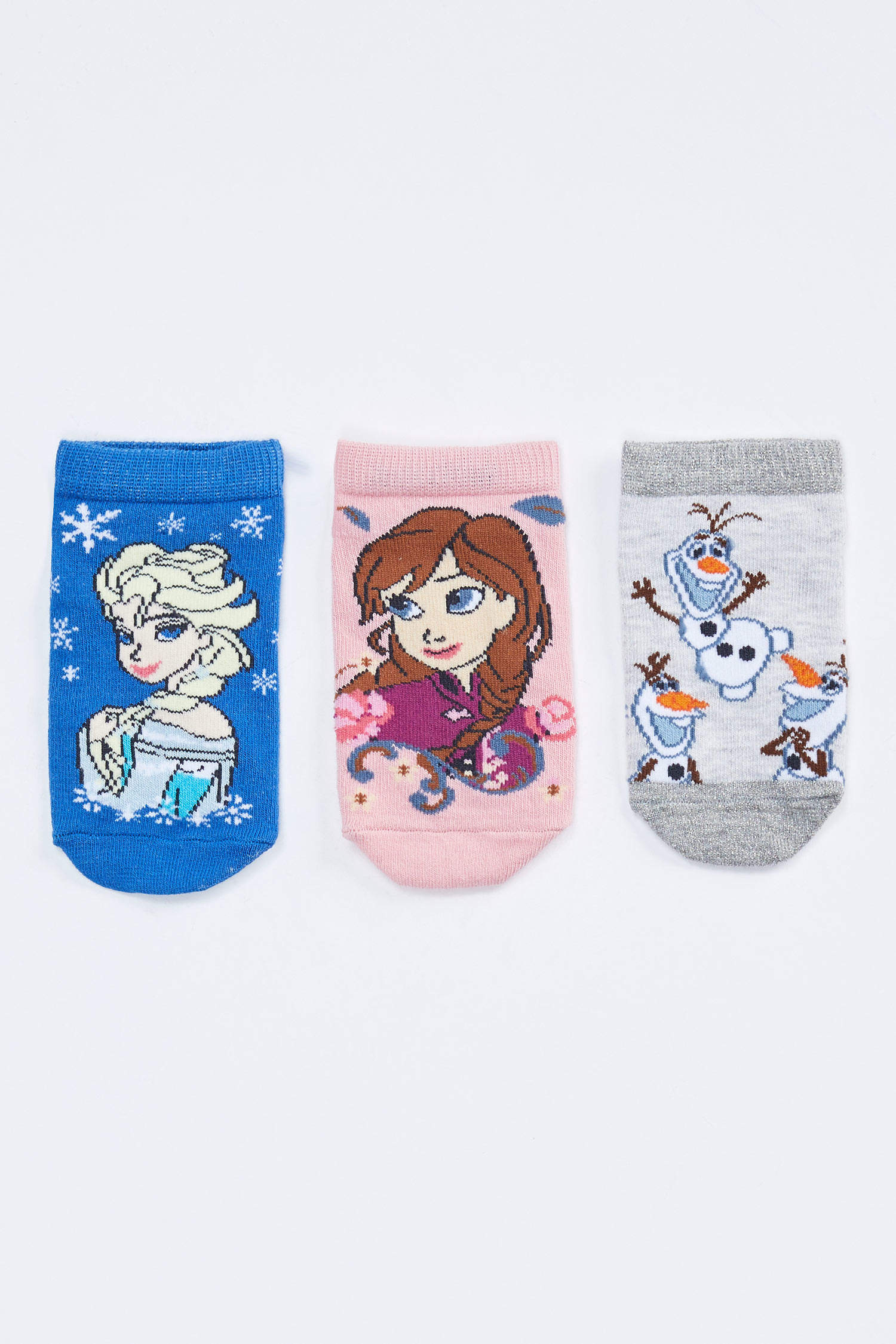 Defacto Kız Çocuk Frozen Lisanslı 3'lü Patik Çorap. 1