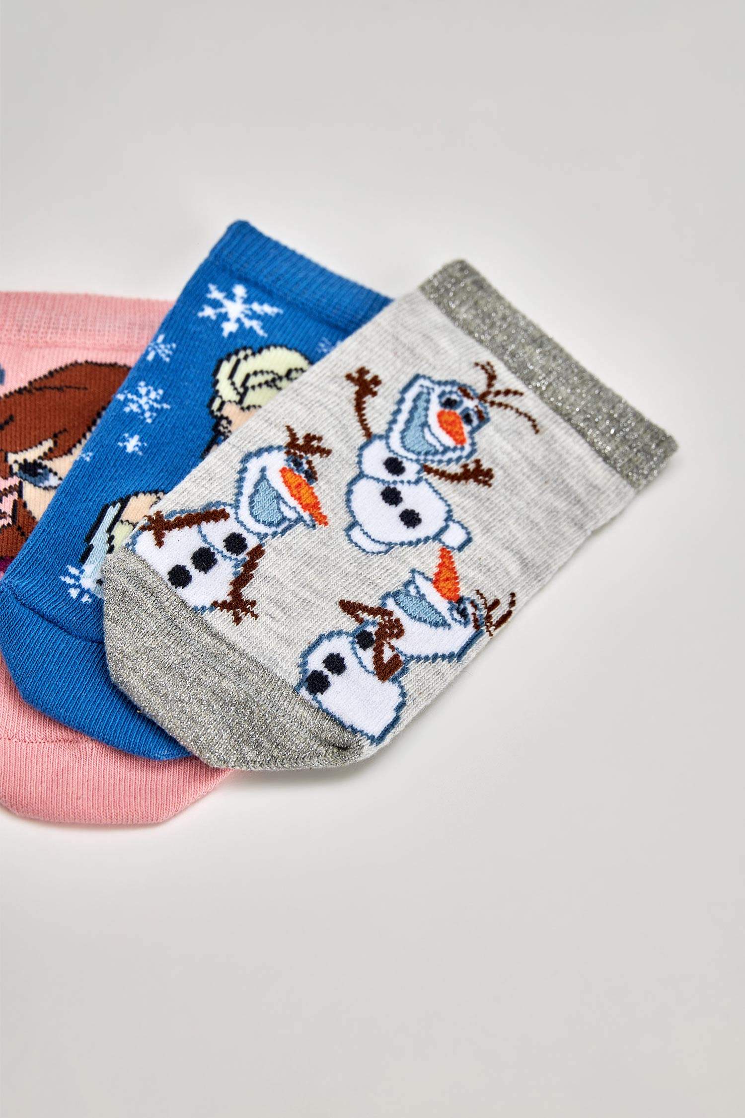 Defacto Kız Çocuk Frozen Lisanslı 3'lü Patik Çorap. 5