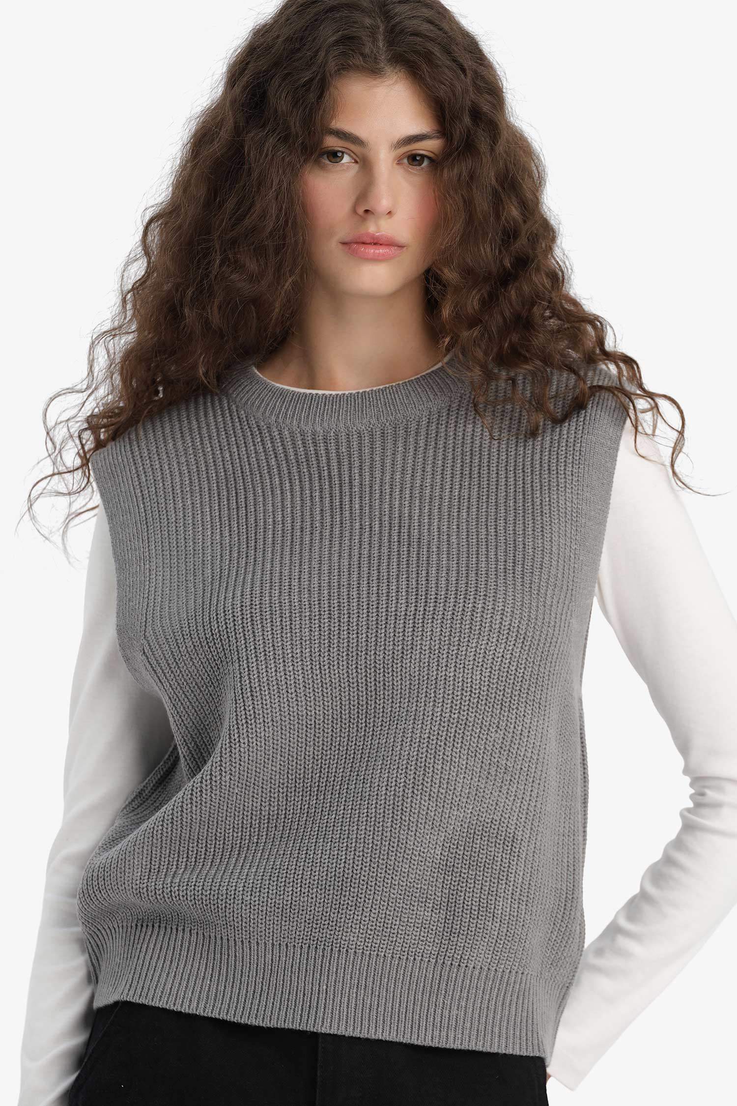 Oversize Fit Crew Neck Knit Sweater