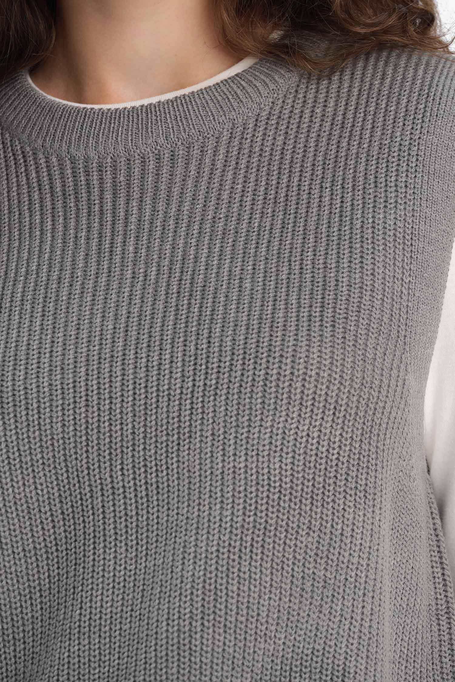 Oversize Fit Crew Neck Knit Sweater