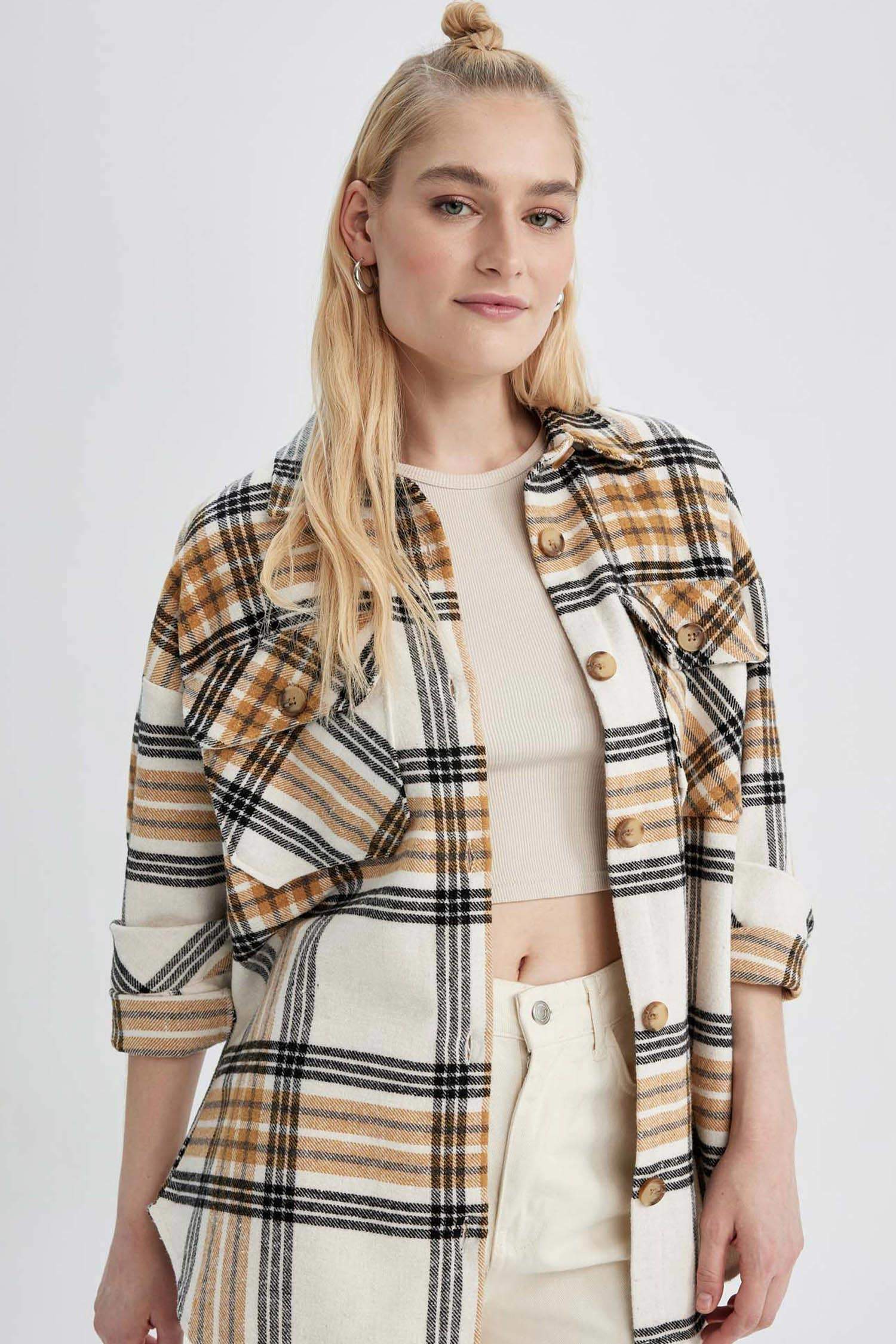 Туника с воротником с длинным рукавом