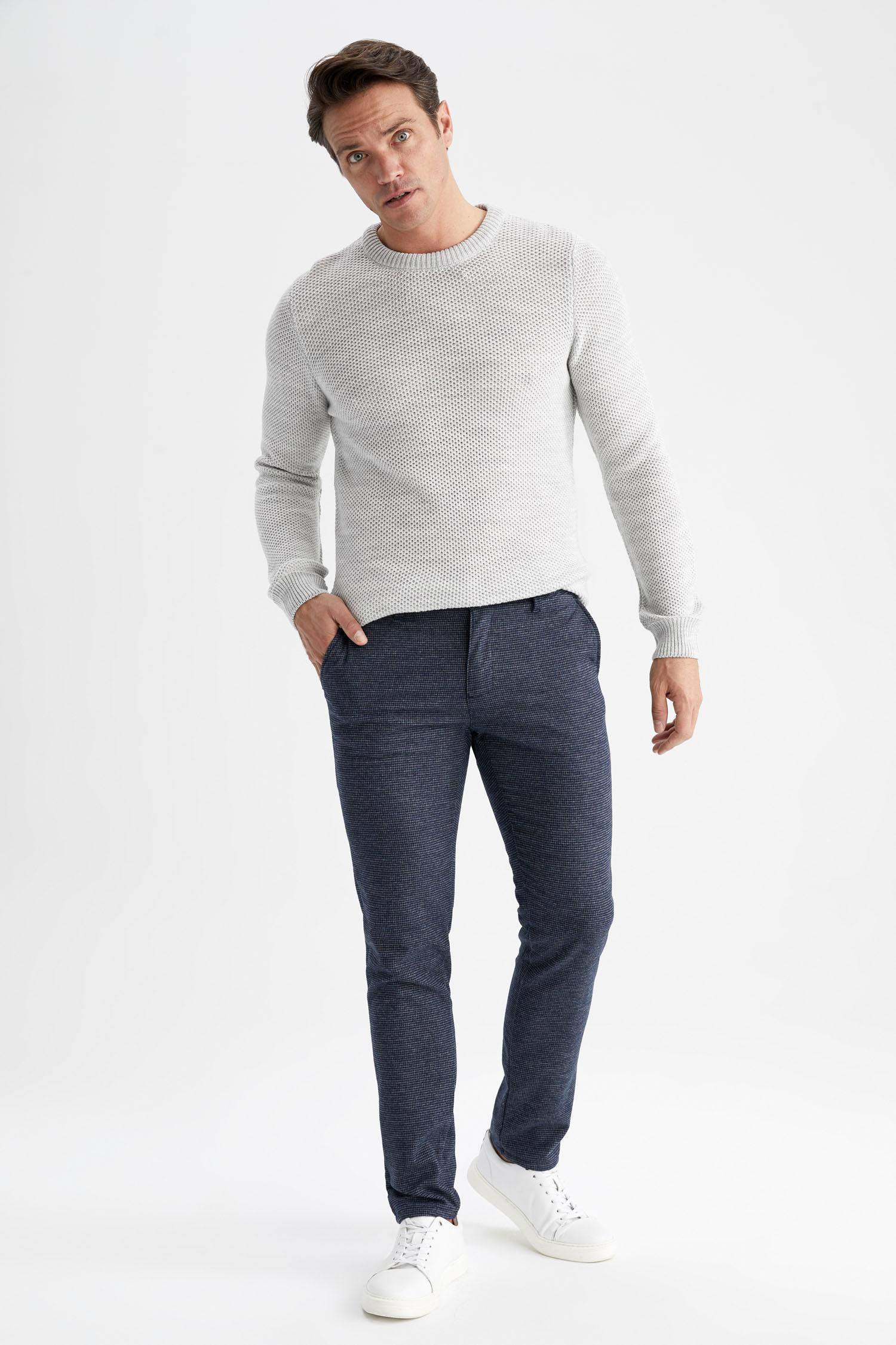 Navy MEN Tailored Fit Chino Pants 2631089 | DeFacto