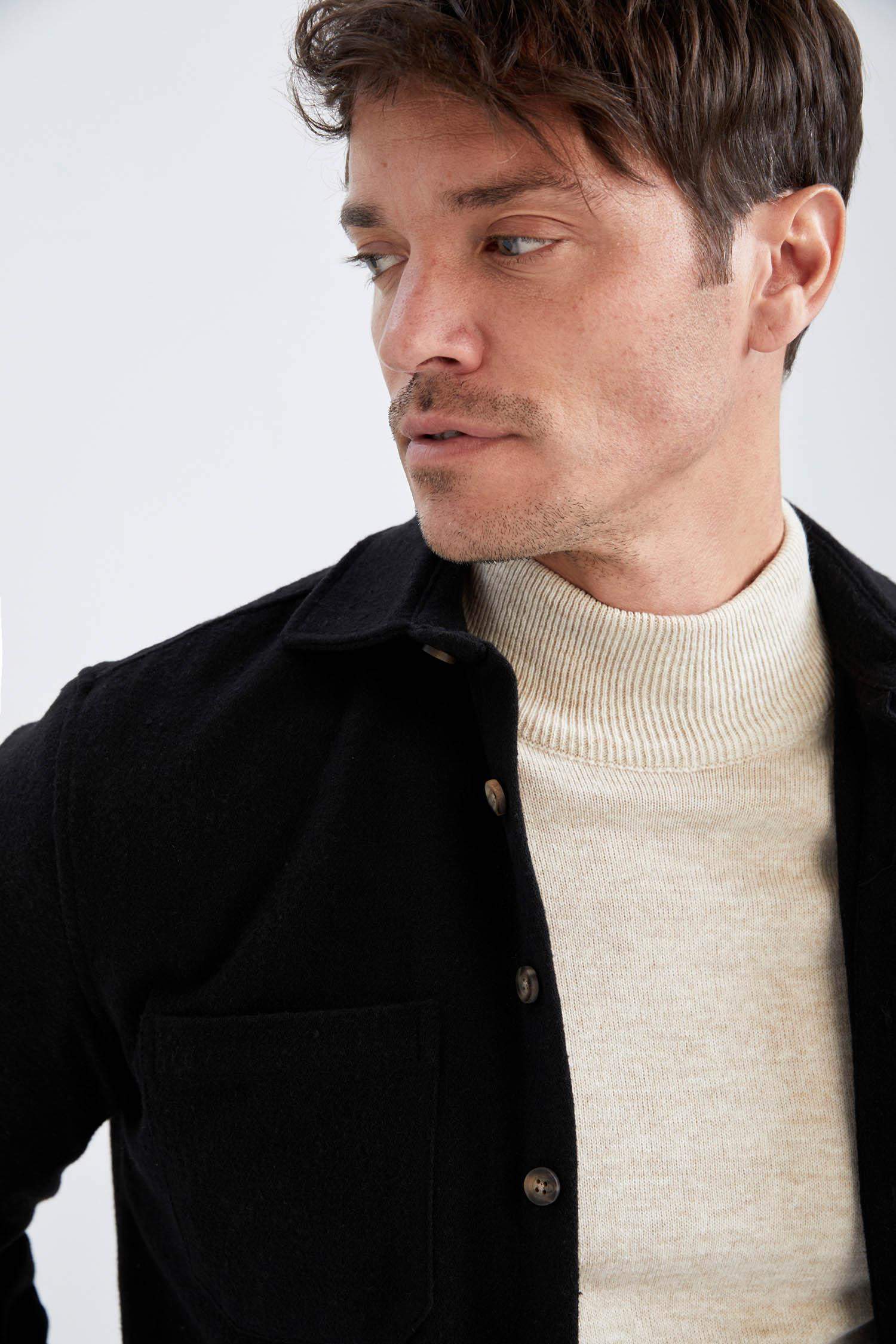 Siyah Erkek Modern Fit Uzun Kollu Gömlek 2651287 DeFacto