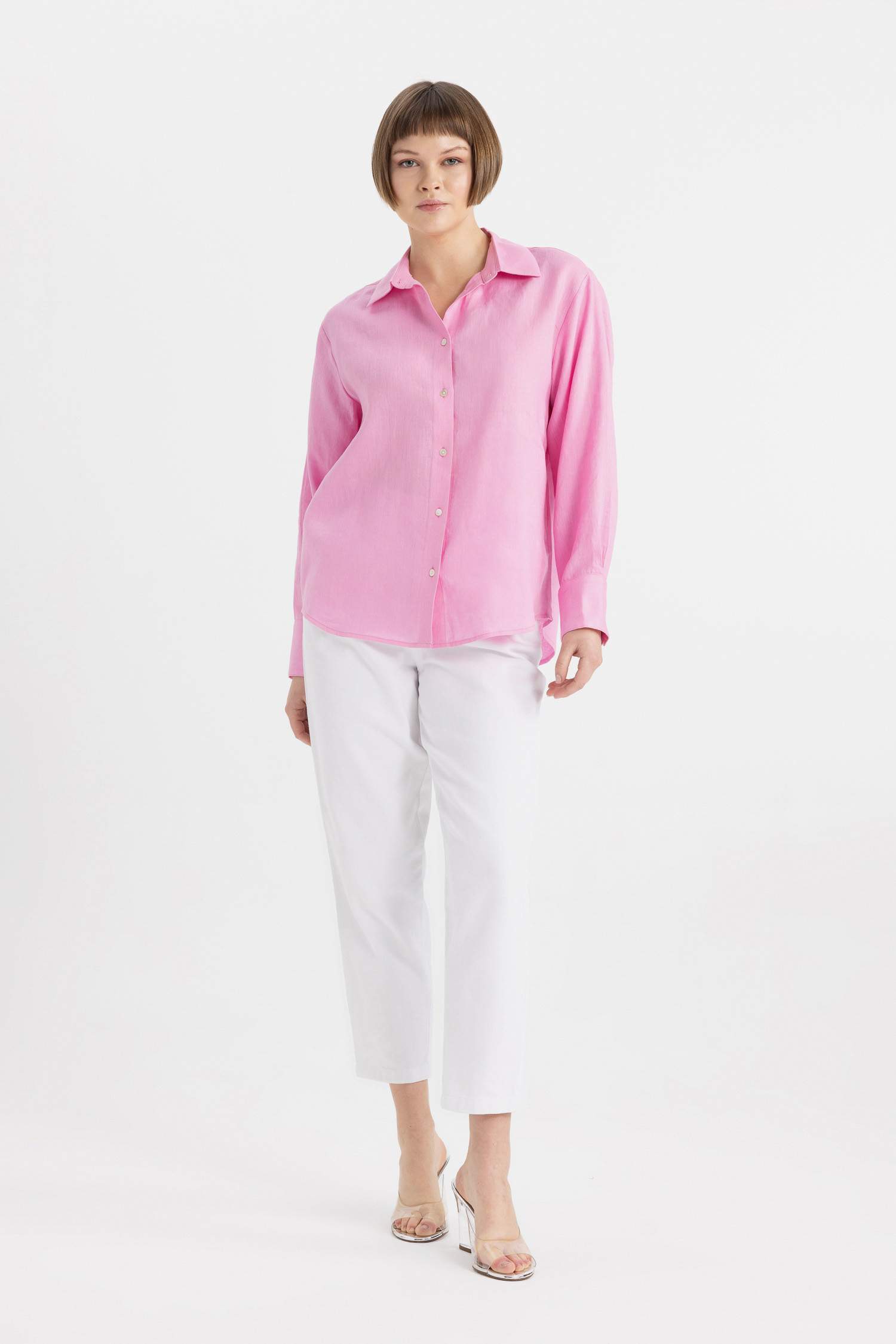 Брюки с высокой талией и сборкой на талии