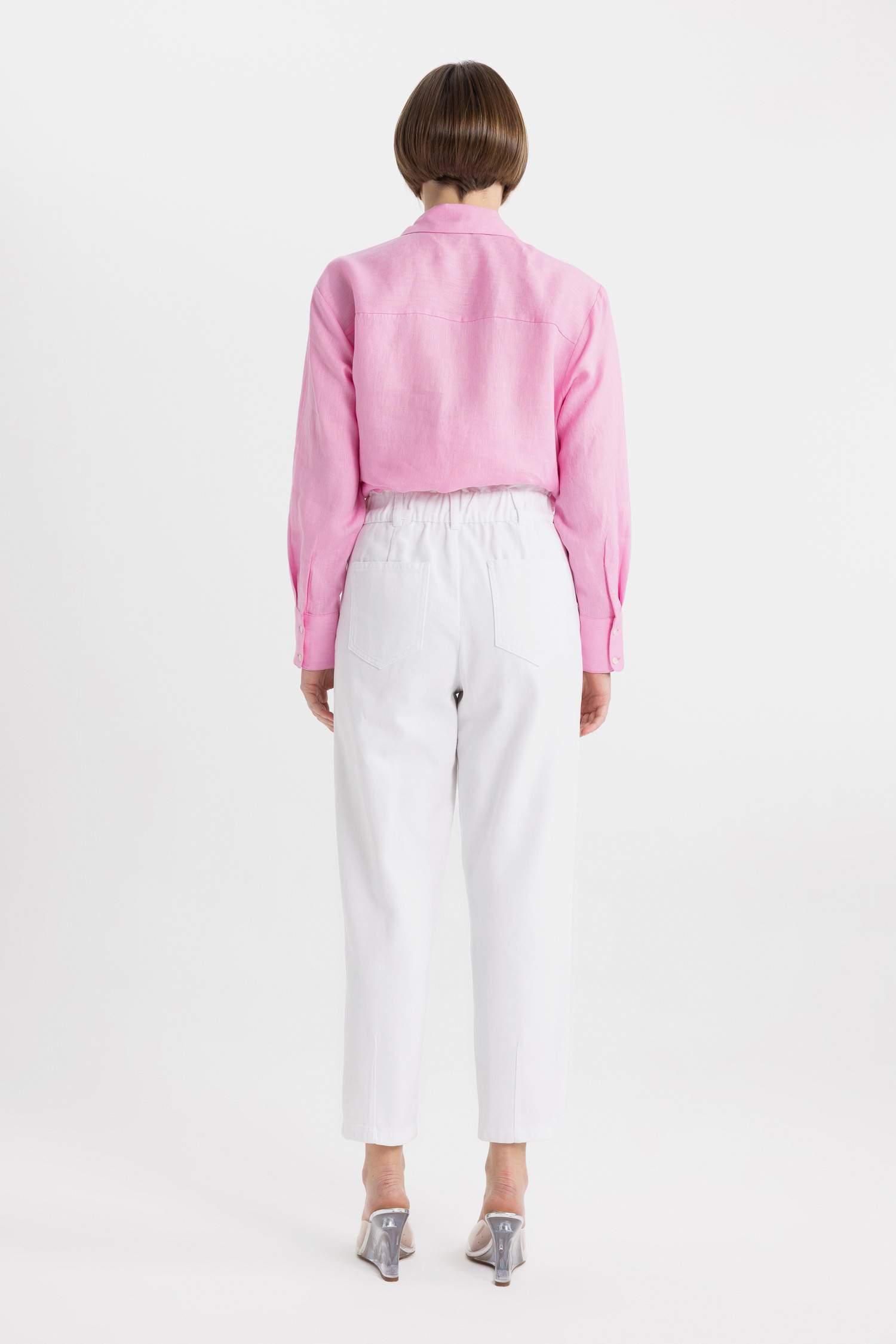 Брюки с высокой талией и сборкой на талии