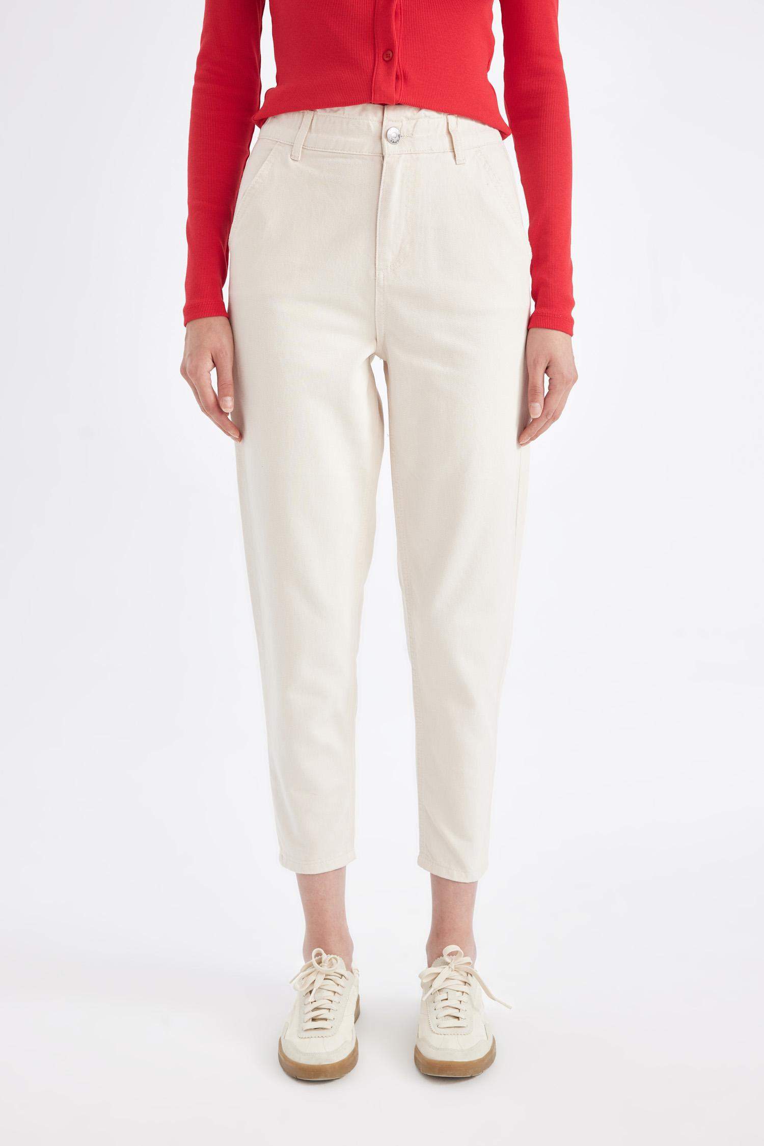 Paperbag Waist Basic Standard Leg Gabardine Trousers