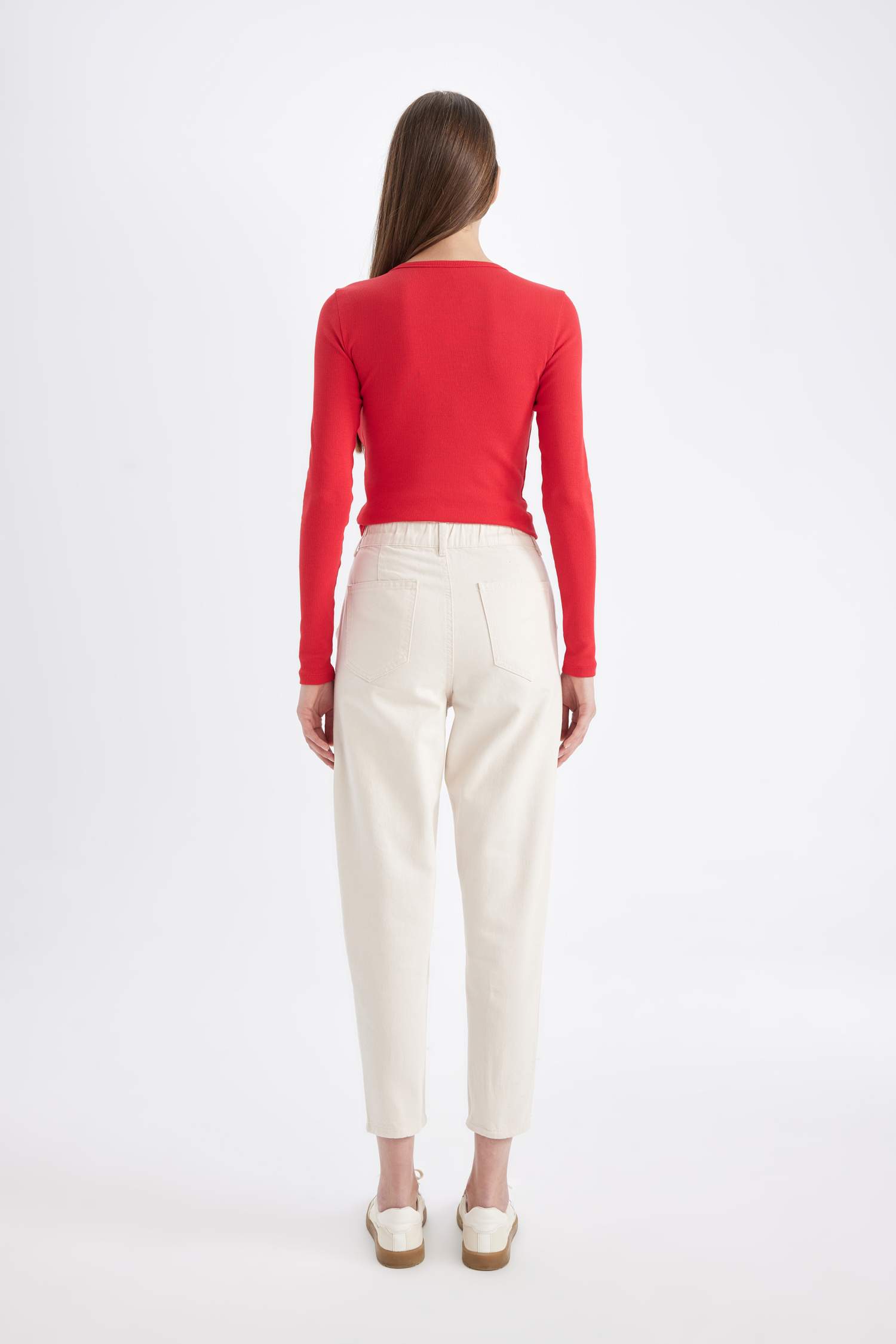 Paperbag Waist Basic Standard Leg Gabardine Trousers