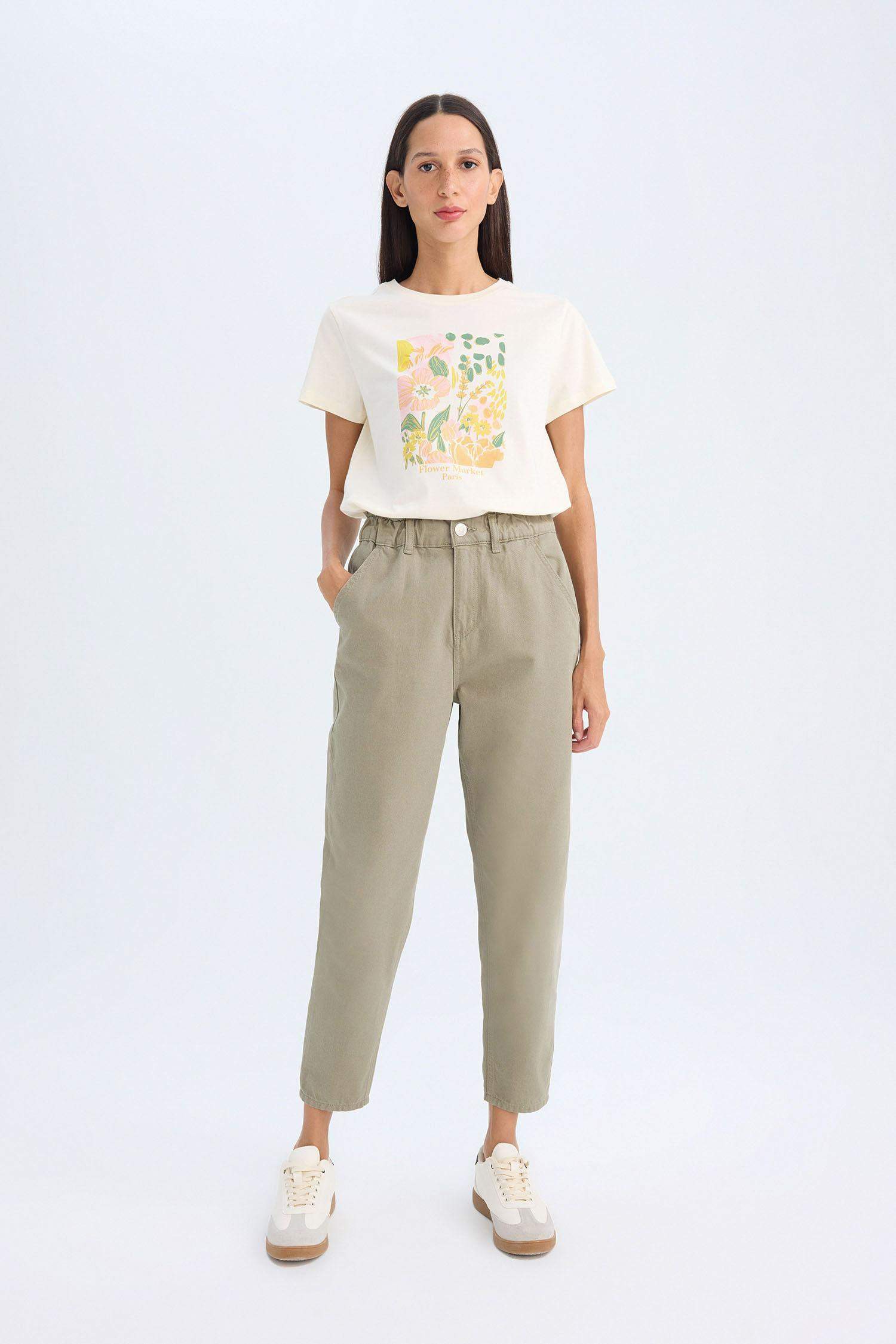 Paperbag Fit With Pockets Gabardine Trousers