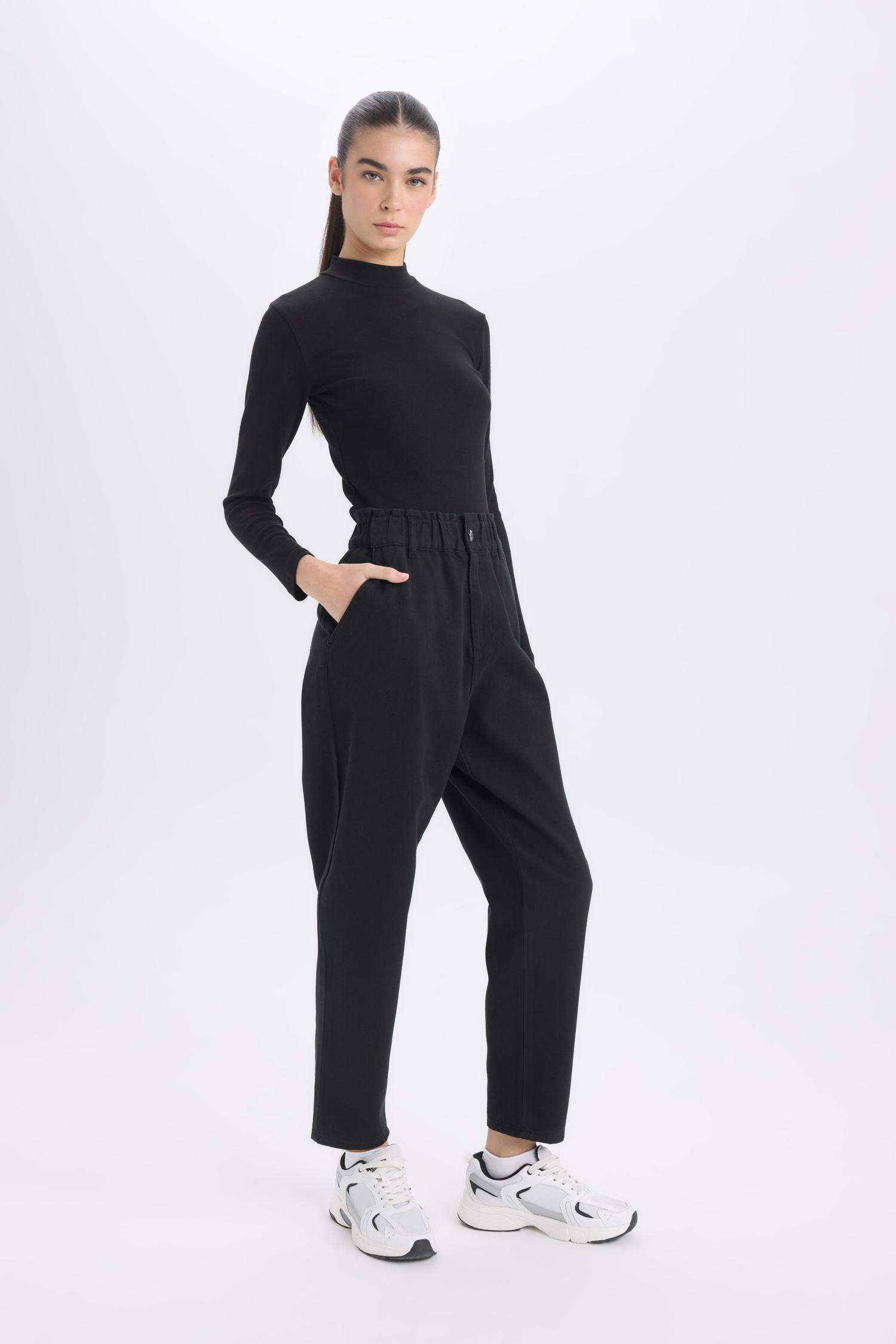 Paperbag Gabardin Kumaş Pantolon Cepli Standart Paça Gabardin Pantolon