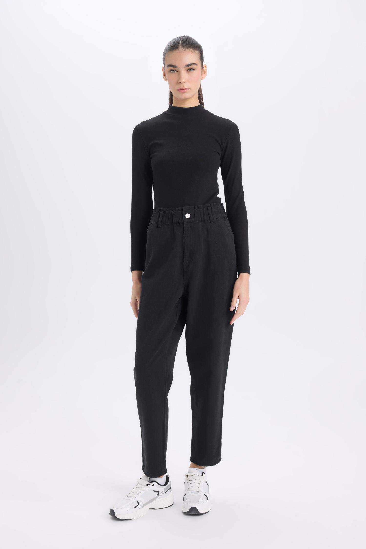 Paperbag Gabardin Kumaş Pantolon Cepli Standart Paça Gabardin Pantolon