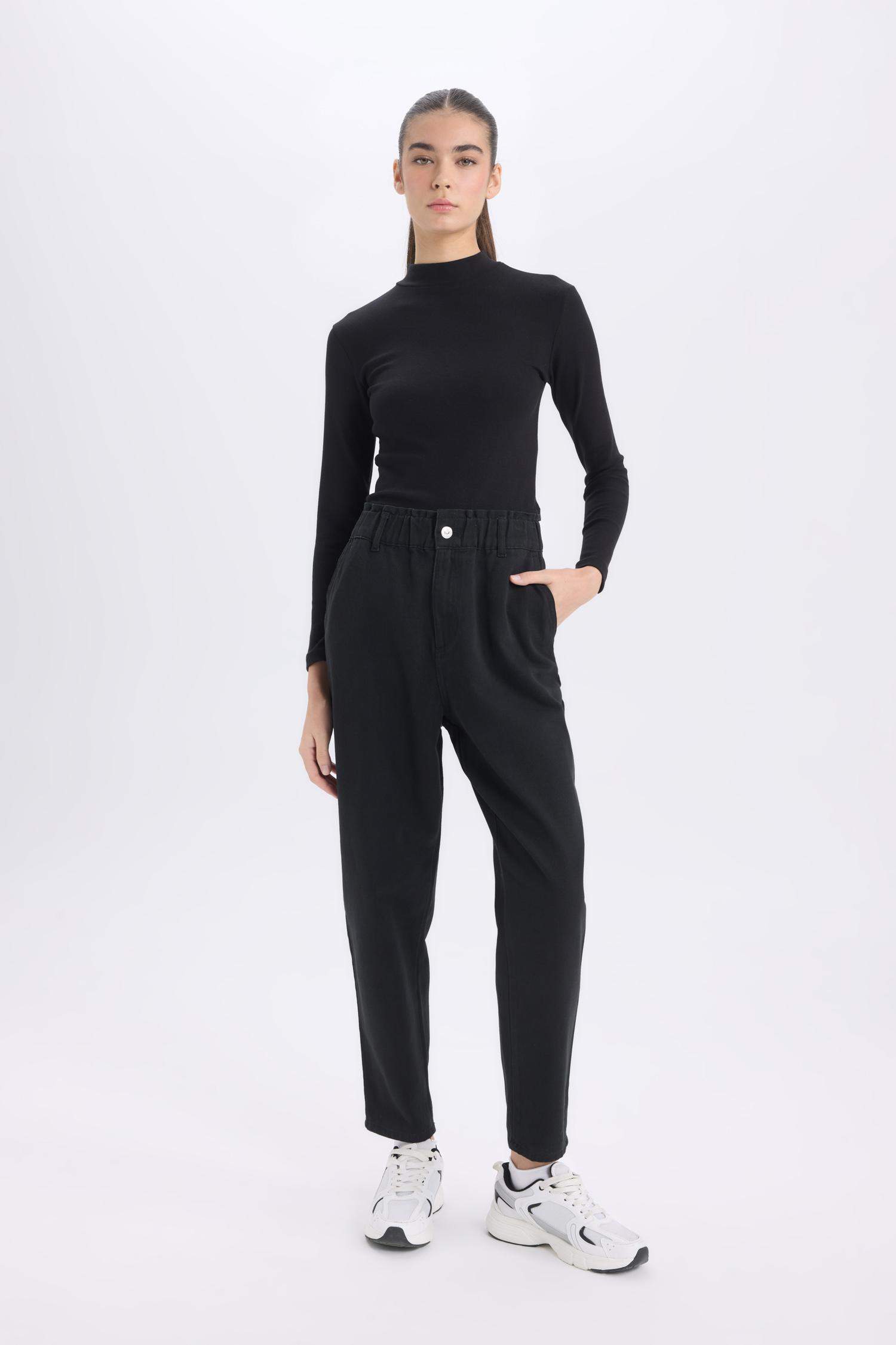 Paperbag Gabardin Kumaş Pantolon Cepli Standart Paça Gabardin Pantolon