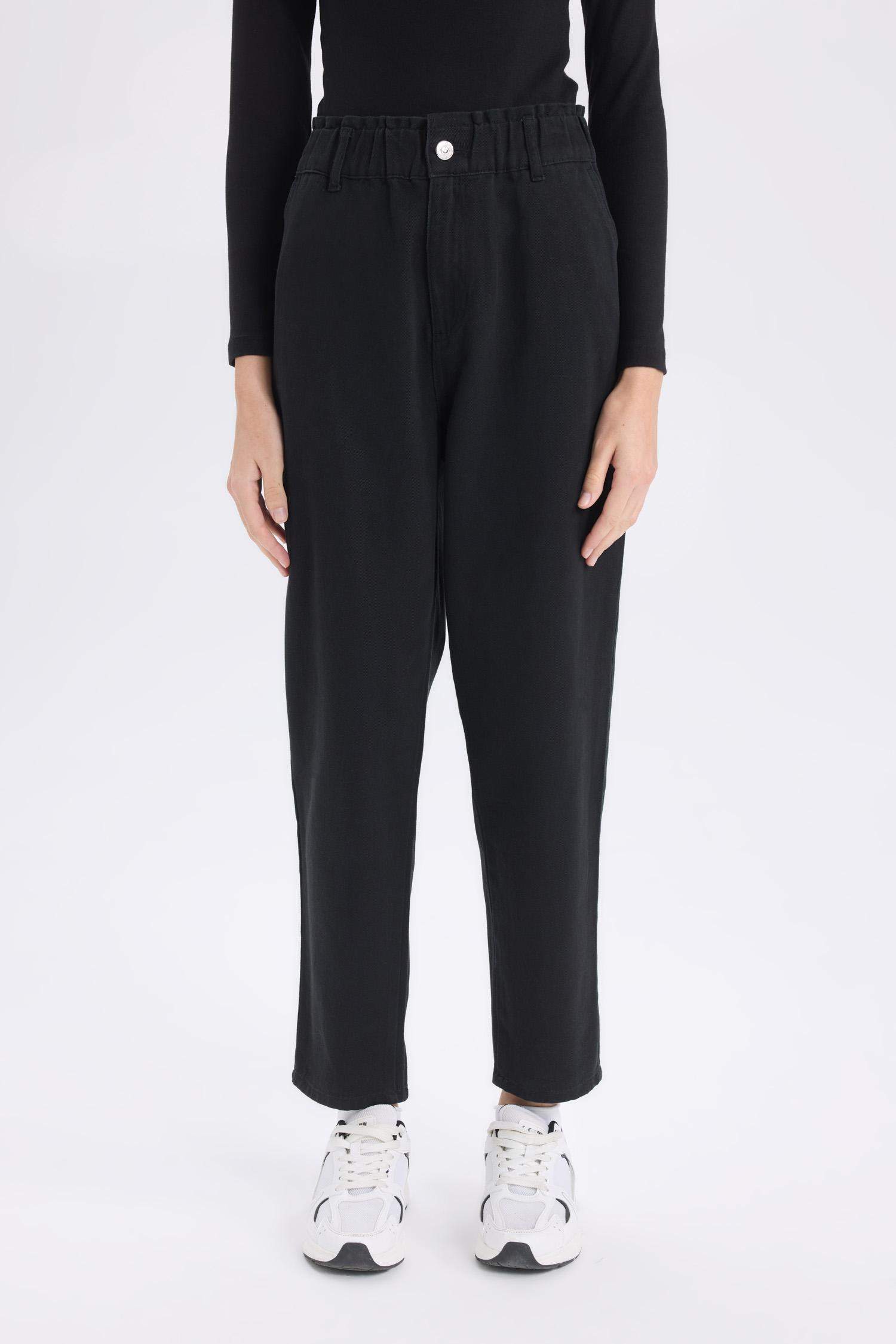 Paperbag Gabardin Kumaş Pantolon Cepli Standart Paça Gabardin Pantolon