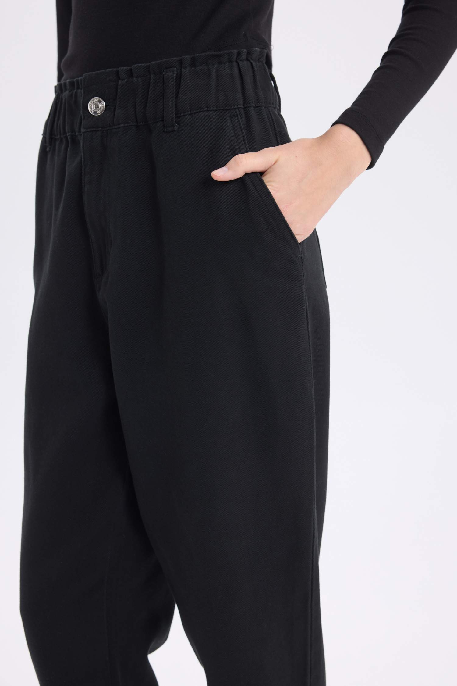 Paperbag Gabardin Kumaş Pantolon Cepli Standart Paça Gabardin Pantolon