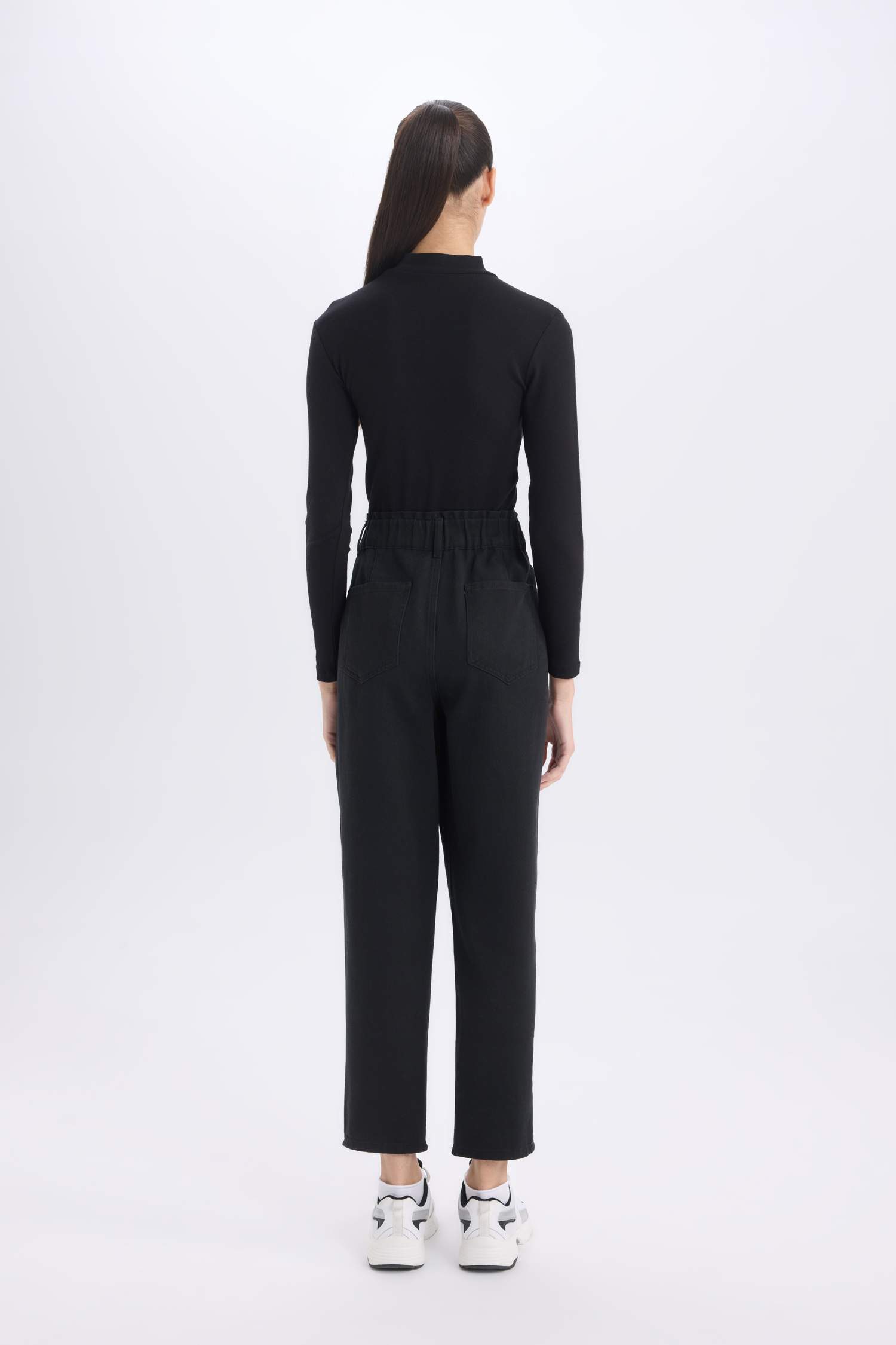 Paperbag Gabardin Kumaş Pantolon Cepli Standart Paça Gabardin Pantolon