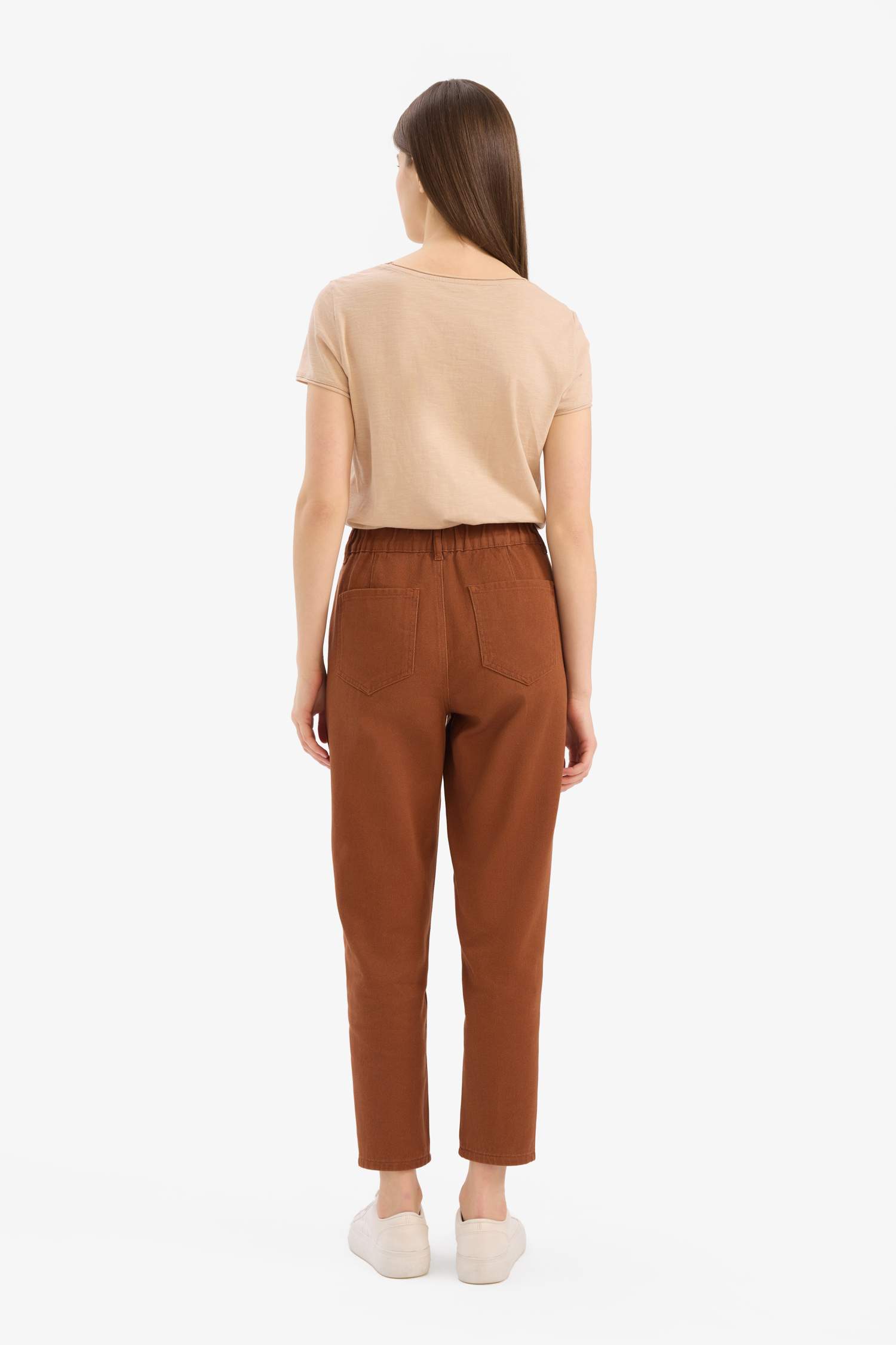 Paperbag Gabardin Kumaş Pantolon Cepli Standart Paça