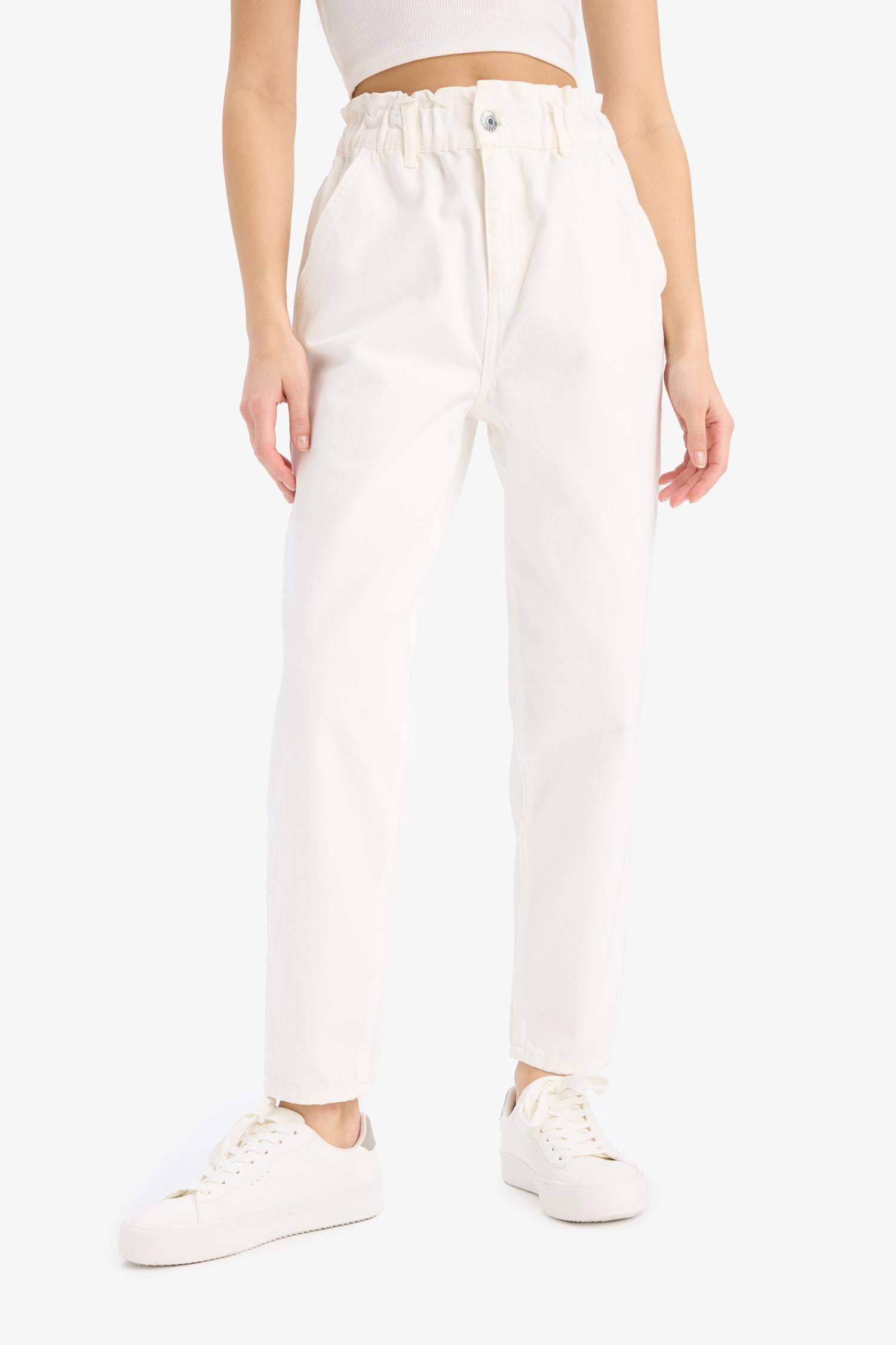 Paperbag Gabardin Kumaş Pantolon Cepli Standart Paça