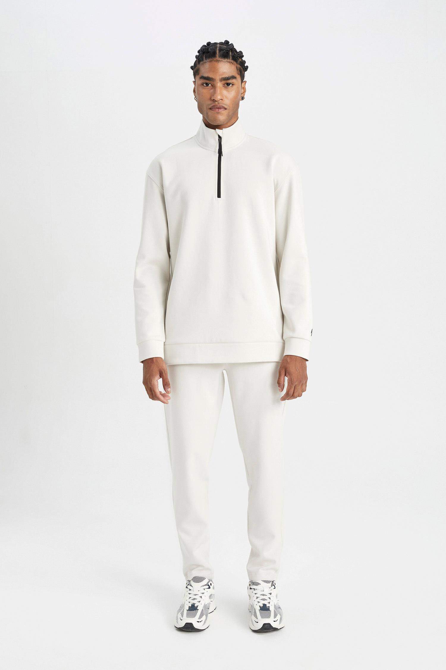 DeFactoFit Slim Fit Sporcu İnce Jogger Eşofman Altı Dar Kesim Fermuarlı Basic Düz Standart Paça