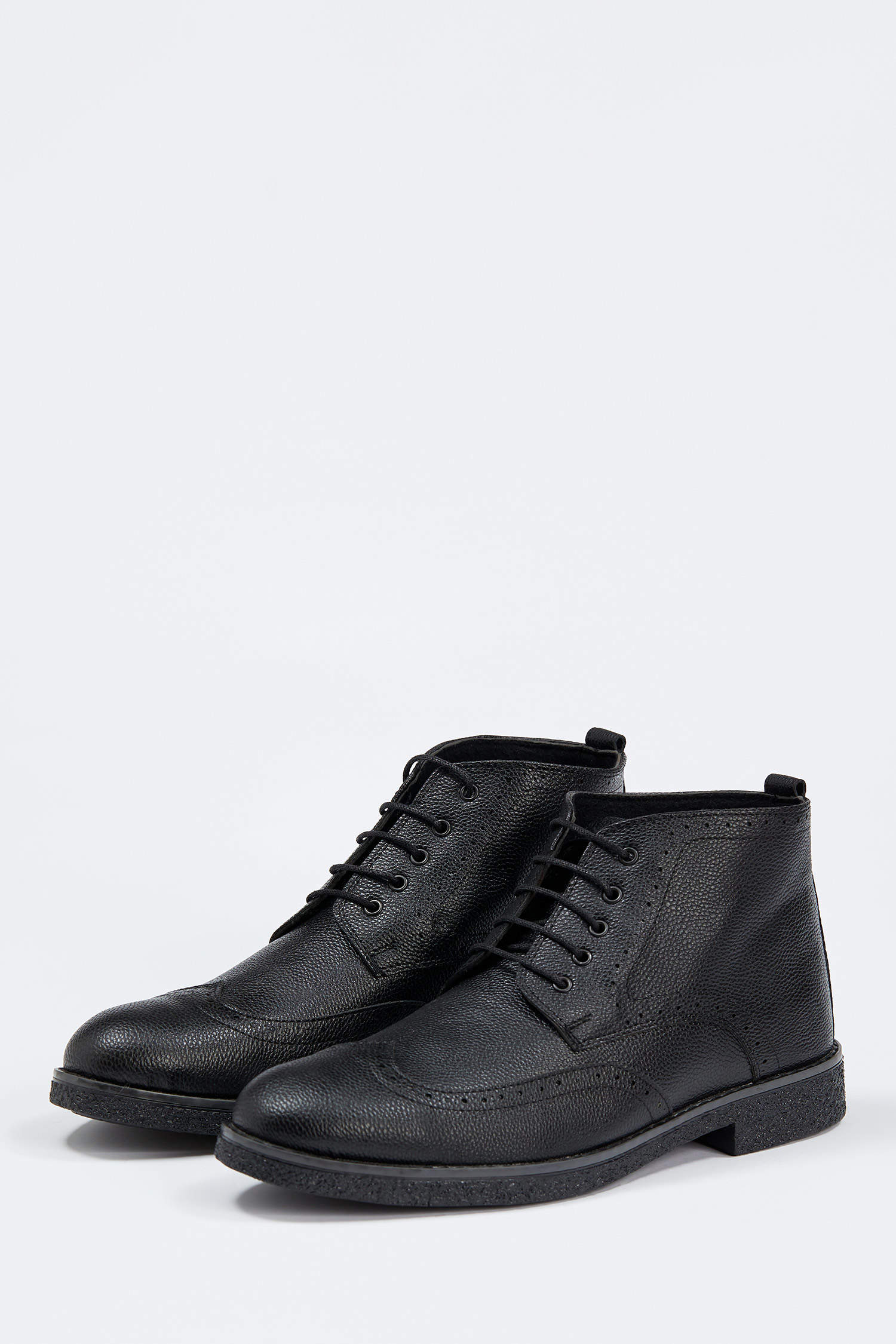 Black MAN Faux Leather Lace up Boots 1569853 | DeFacto