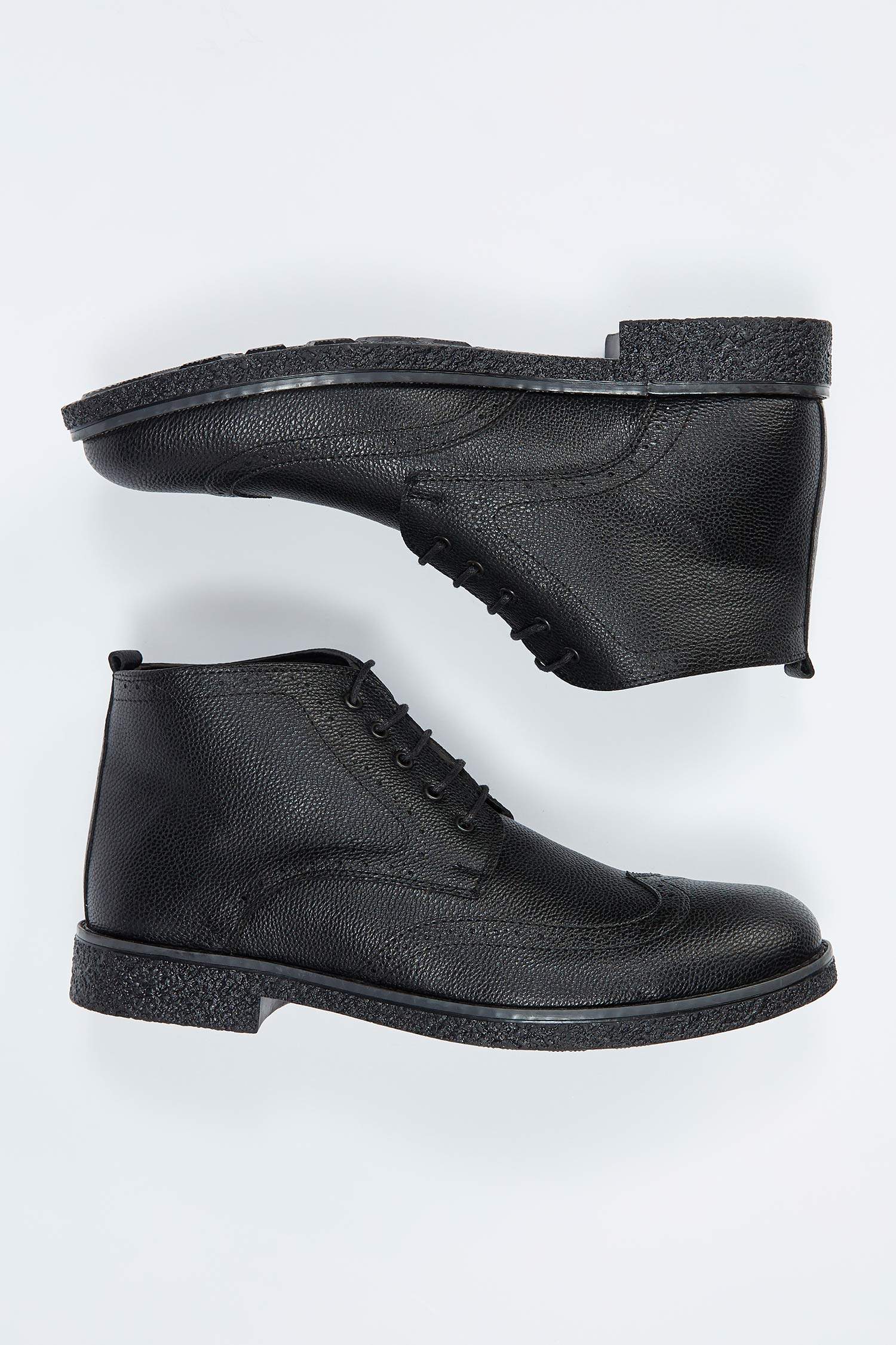 Black MAN Faux Leather Lace up Boots 1569853 | DeFacto