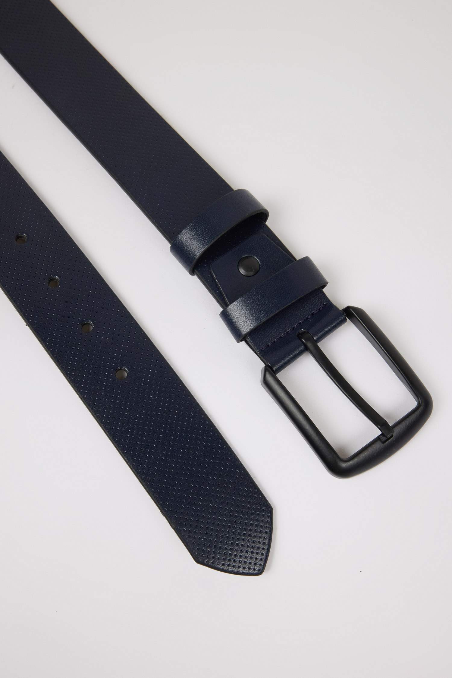 Man Rectangle Clasp Faux Leather Denim Belt