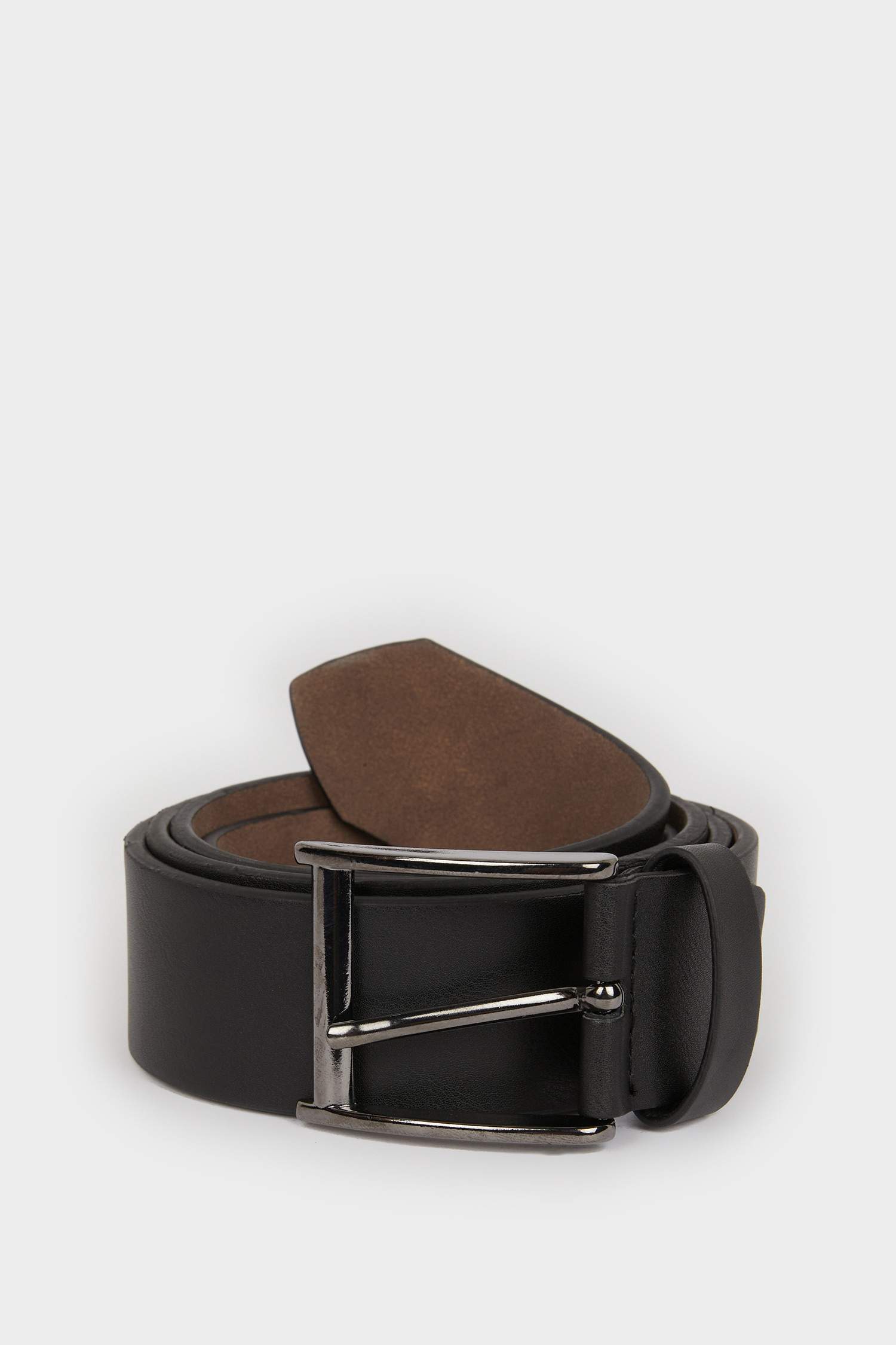 Man Rectangle Clasp Faux Leather Denim Belt