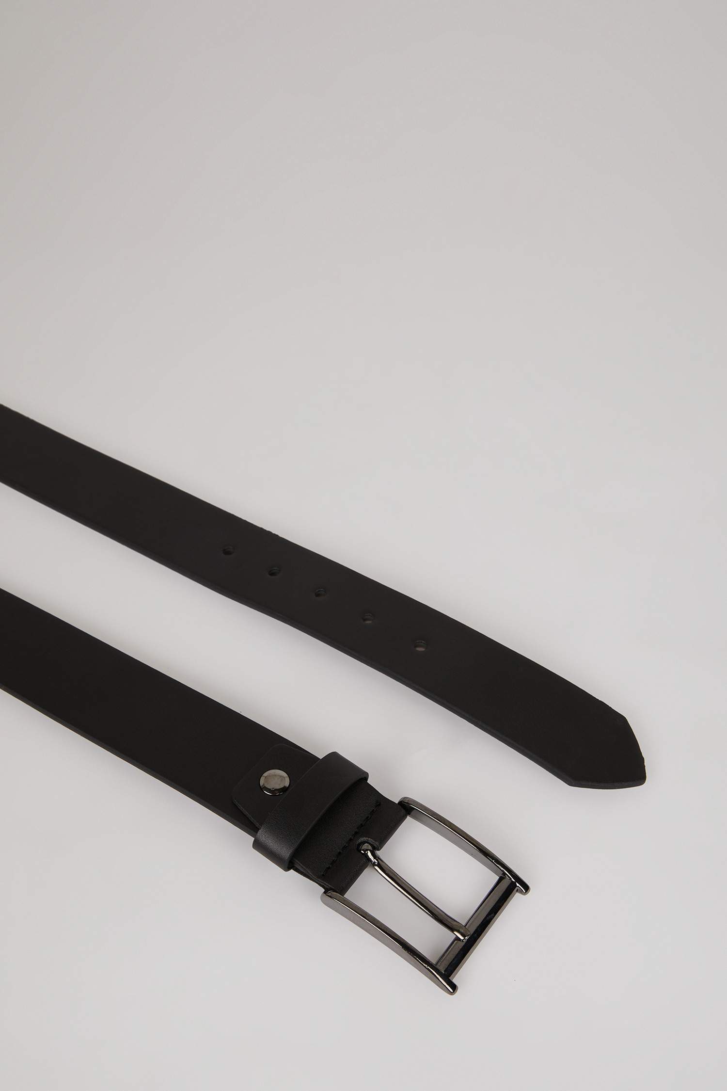 Man Rectangle Clasp Faux Leather Denim Belt