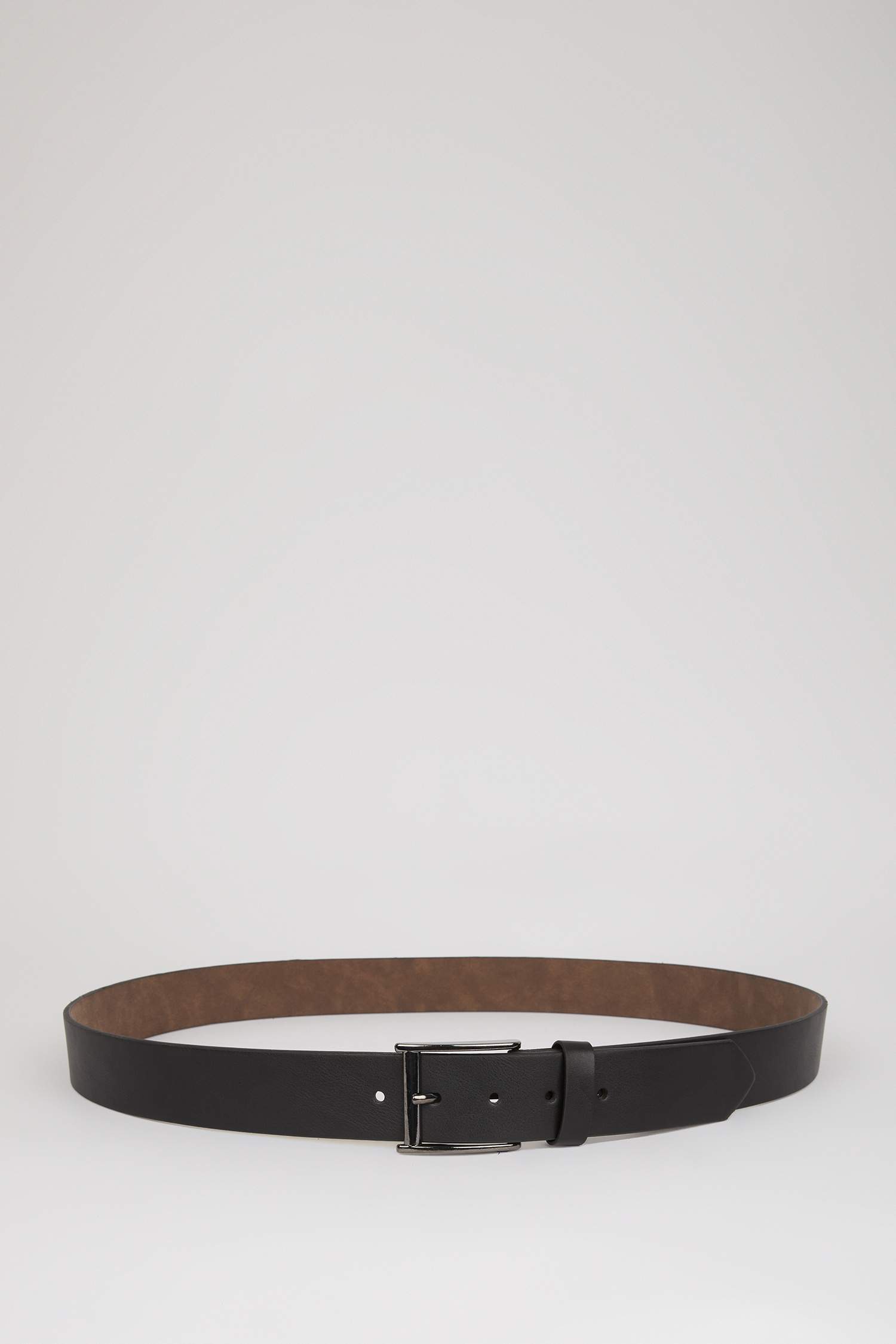 Man Rectangle Clasp Faux Leather Denim Belt