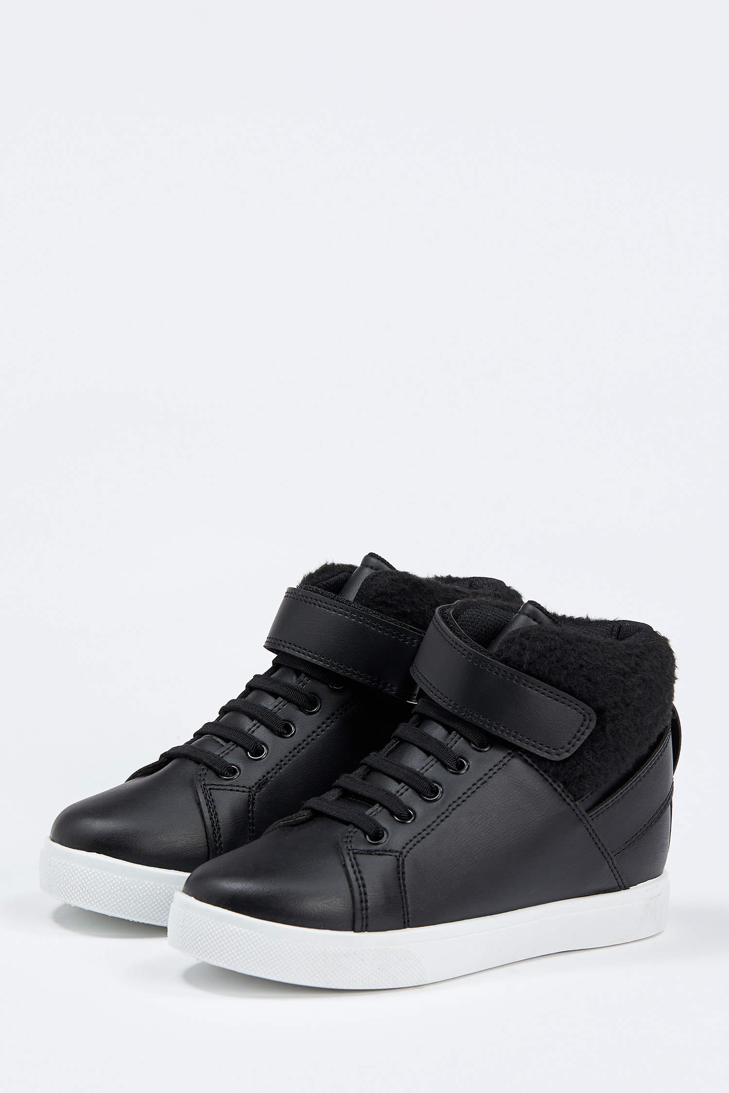 Black GIRLS & TEENS Girls' Lace-Up Velcro Sneaker Boots 1547847 | DeFacto