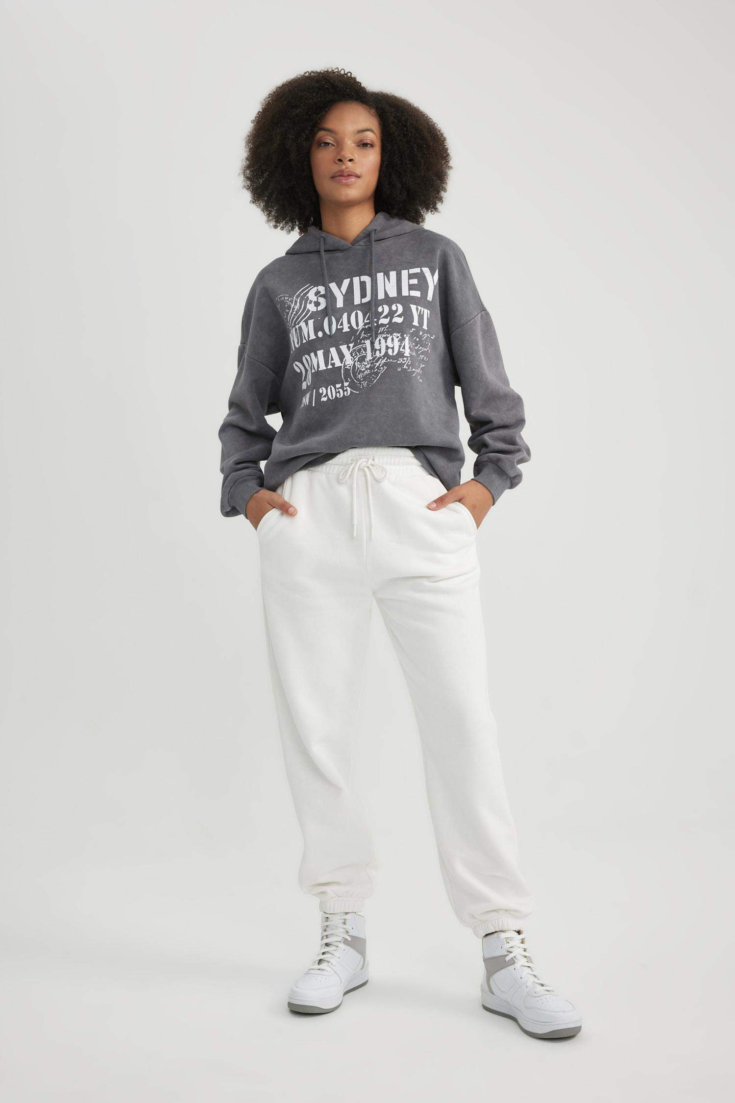 Standart Fit Kalın Jogger Eşofman Altı Bel Paça Lastikli Basic Düz Uzun Boy