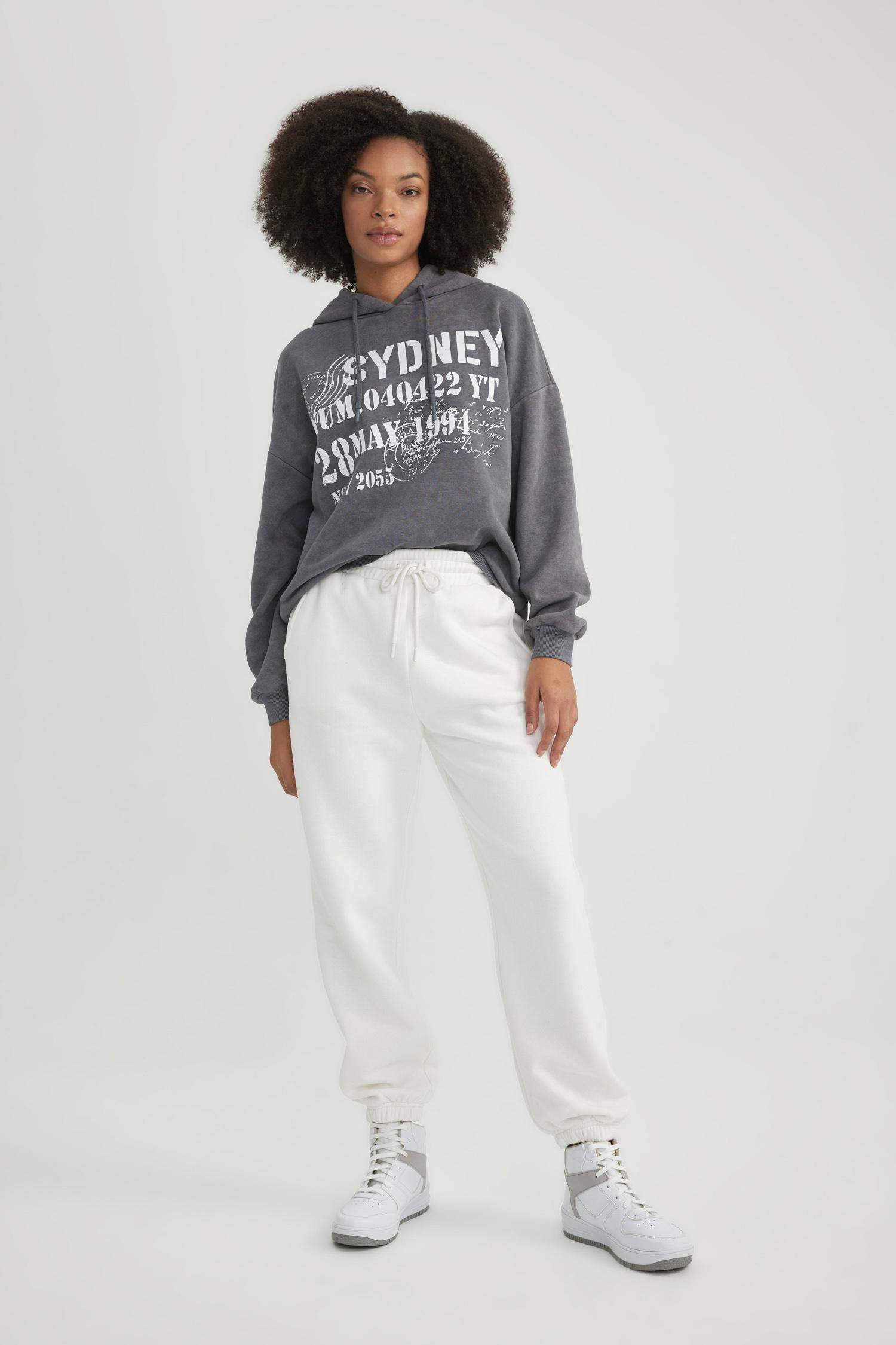 Standart Fit Kalın Jogger Eşofman Altı Bel Paça Lastikli Basic Düz Uzun Boy