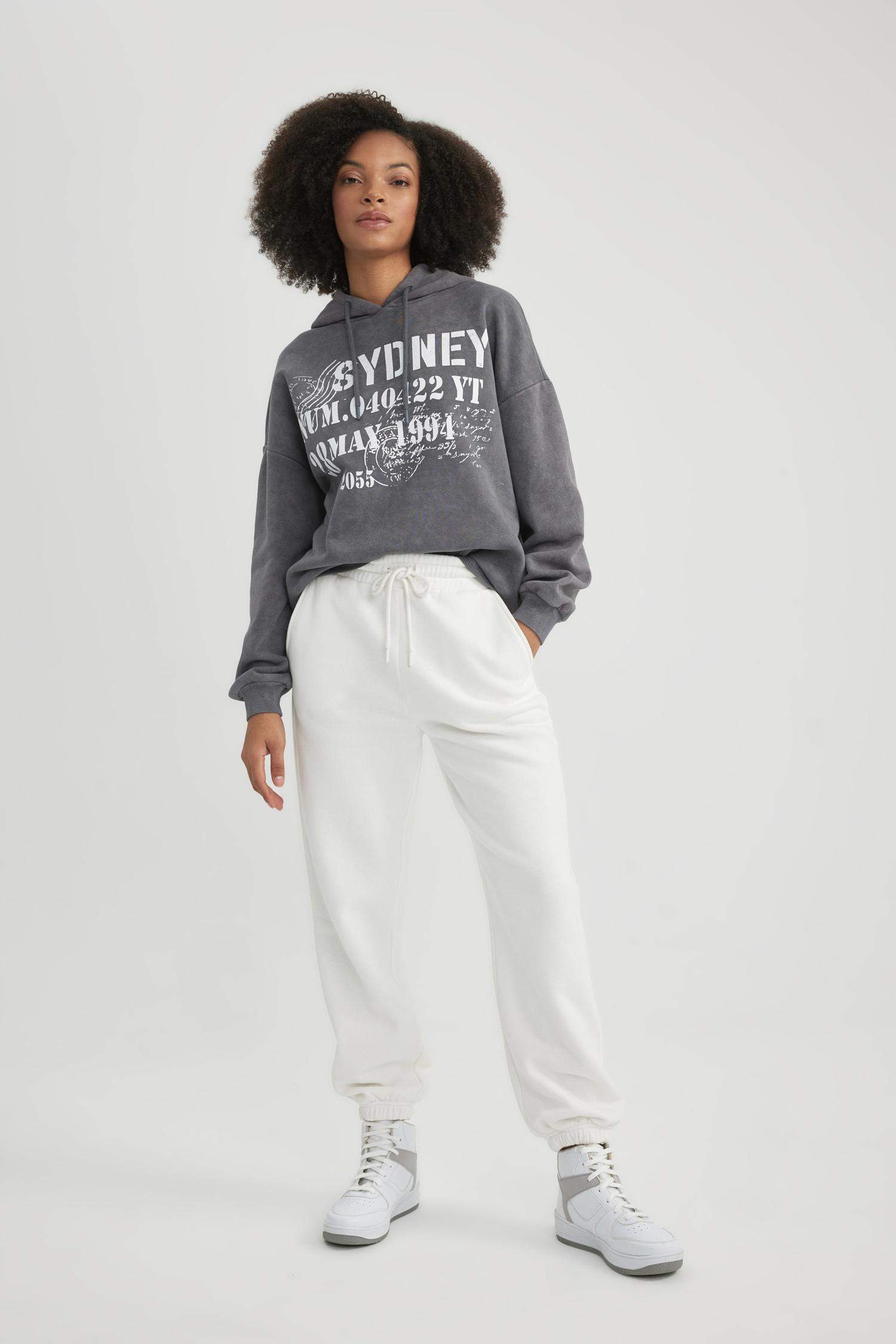 Standart Fit Kalın Jogger Eşofman Altı Bel Paça Lastikli Basic Düz Uzun Boy