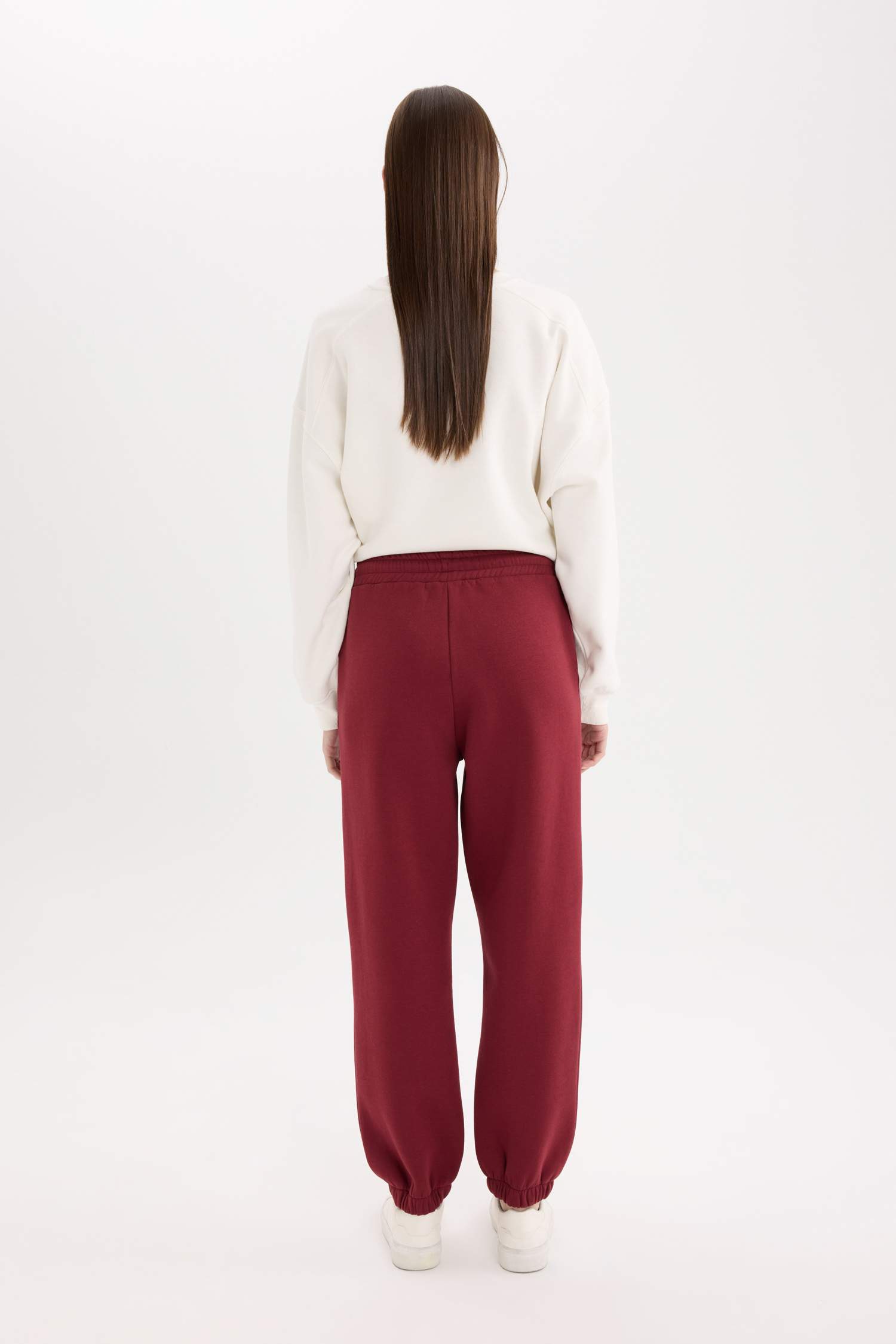 سروال قماش سميك جوجر قصة عادية بساق مطاطي