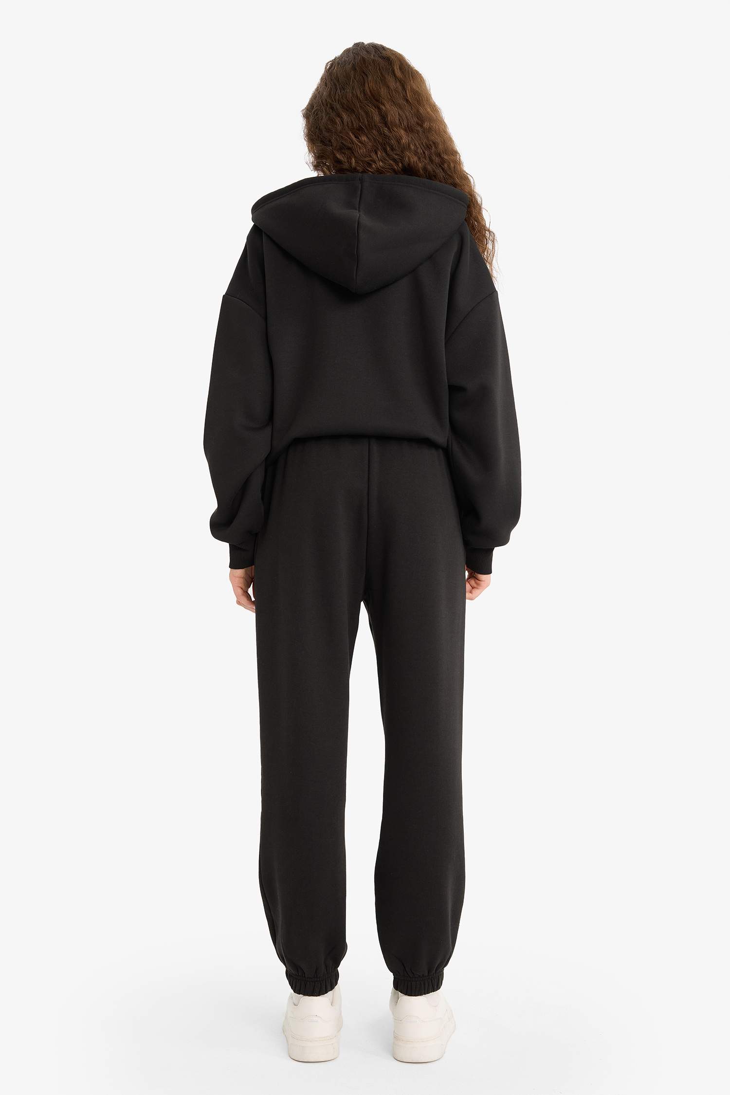 Standart Fit Kalın Jogger Eşofman Altı Bel Paça Lastikli Basic Düz Uzun Boy